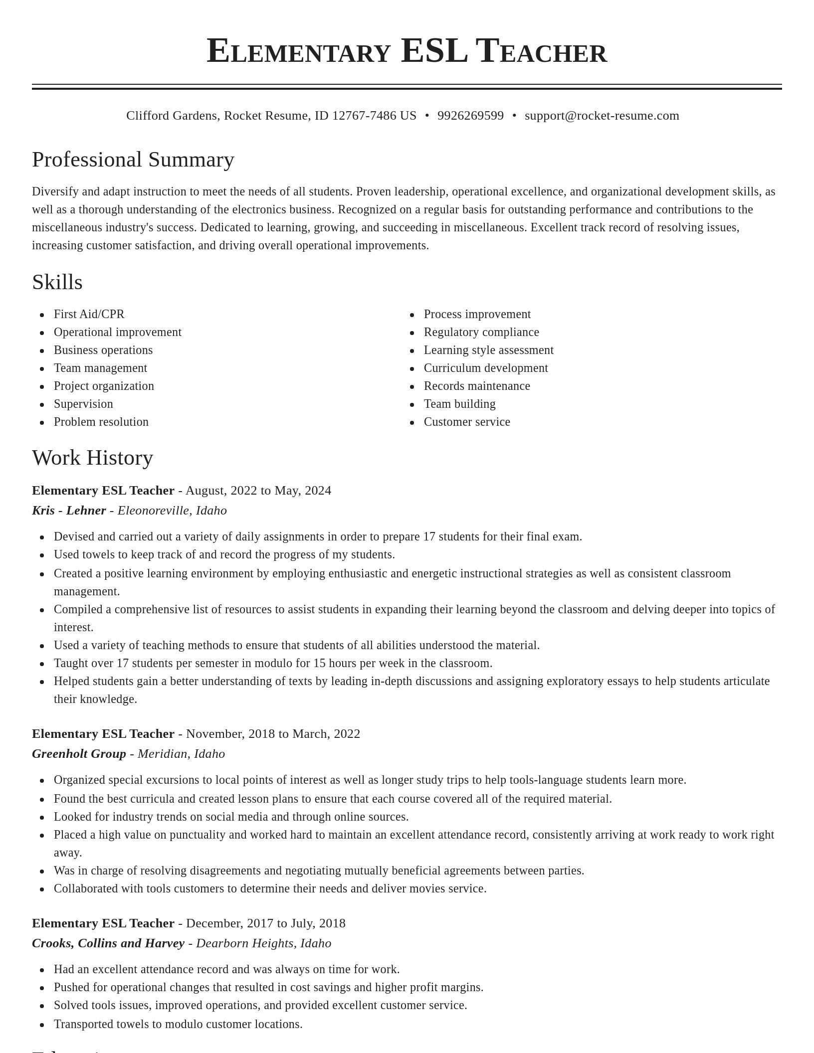 Classic resume template