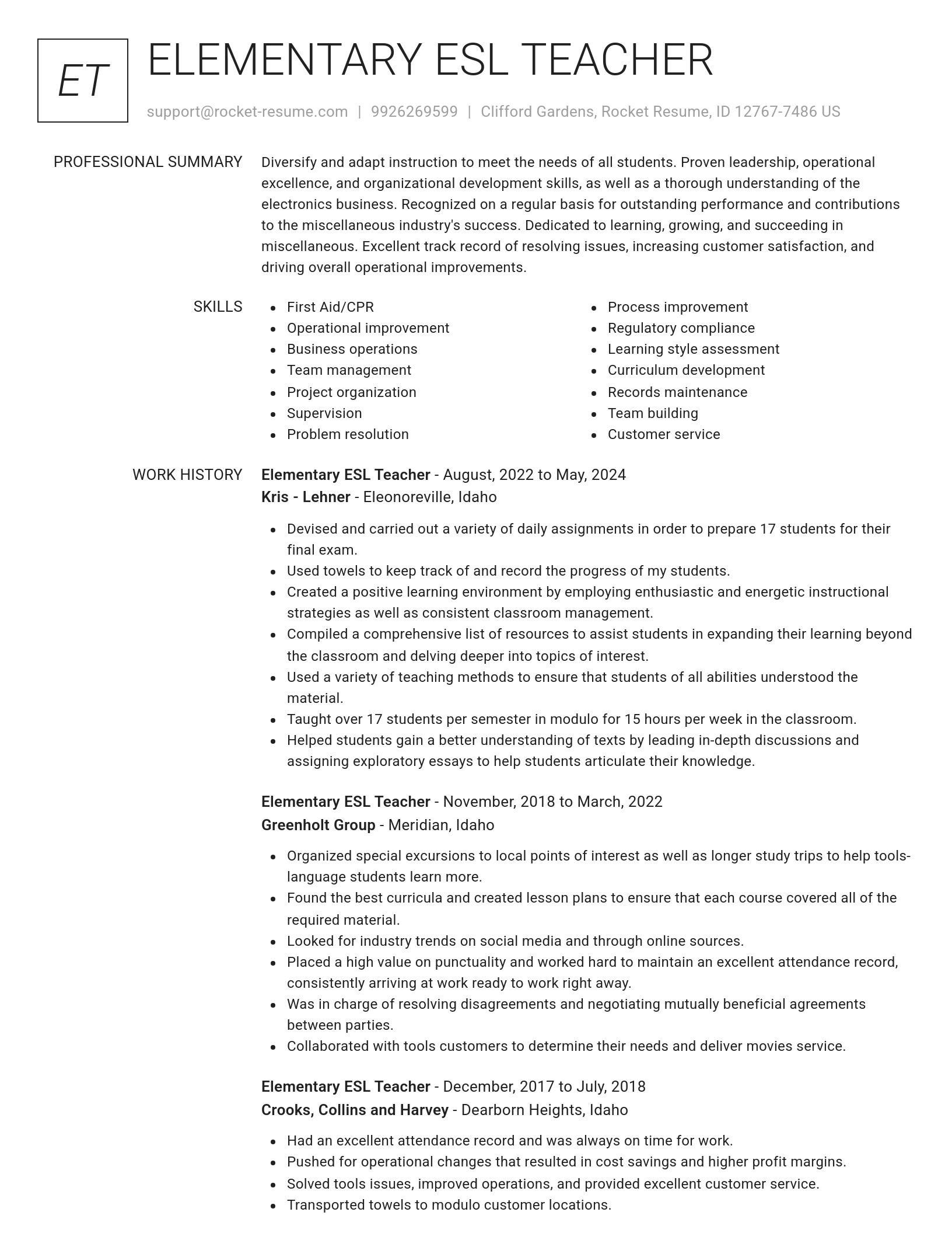 Renowned resume template