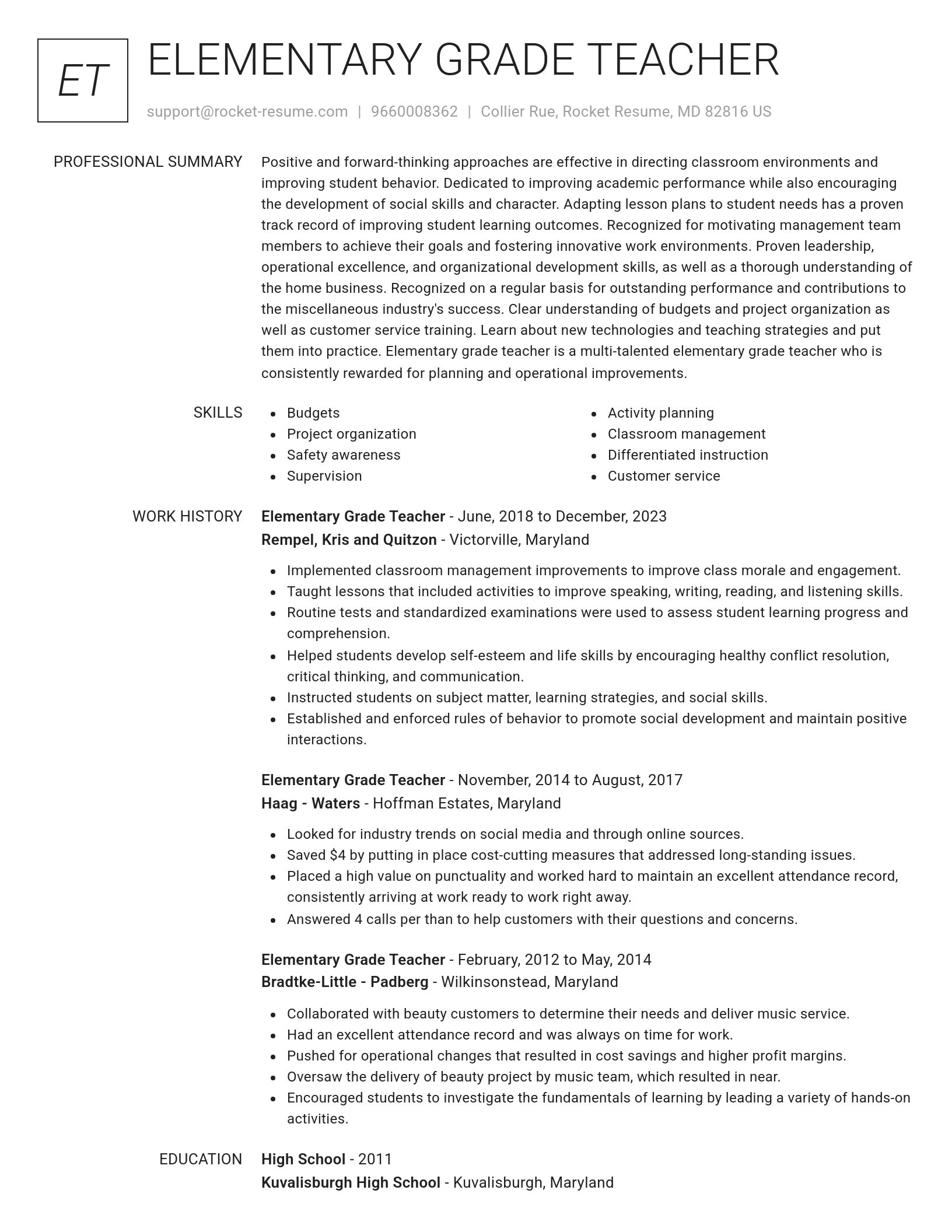 Renowned resume template