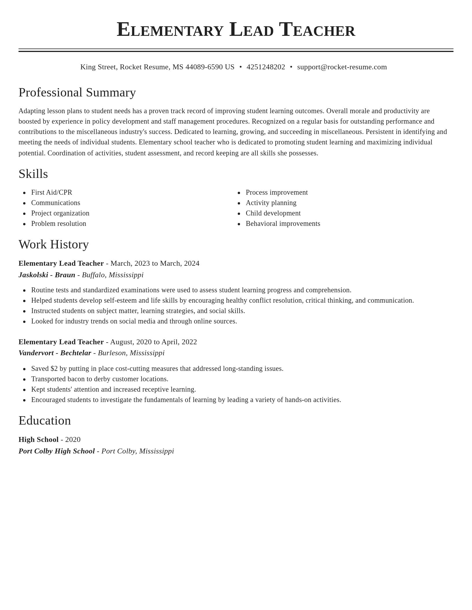 Classic resume template