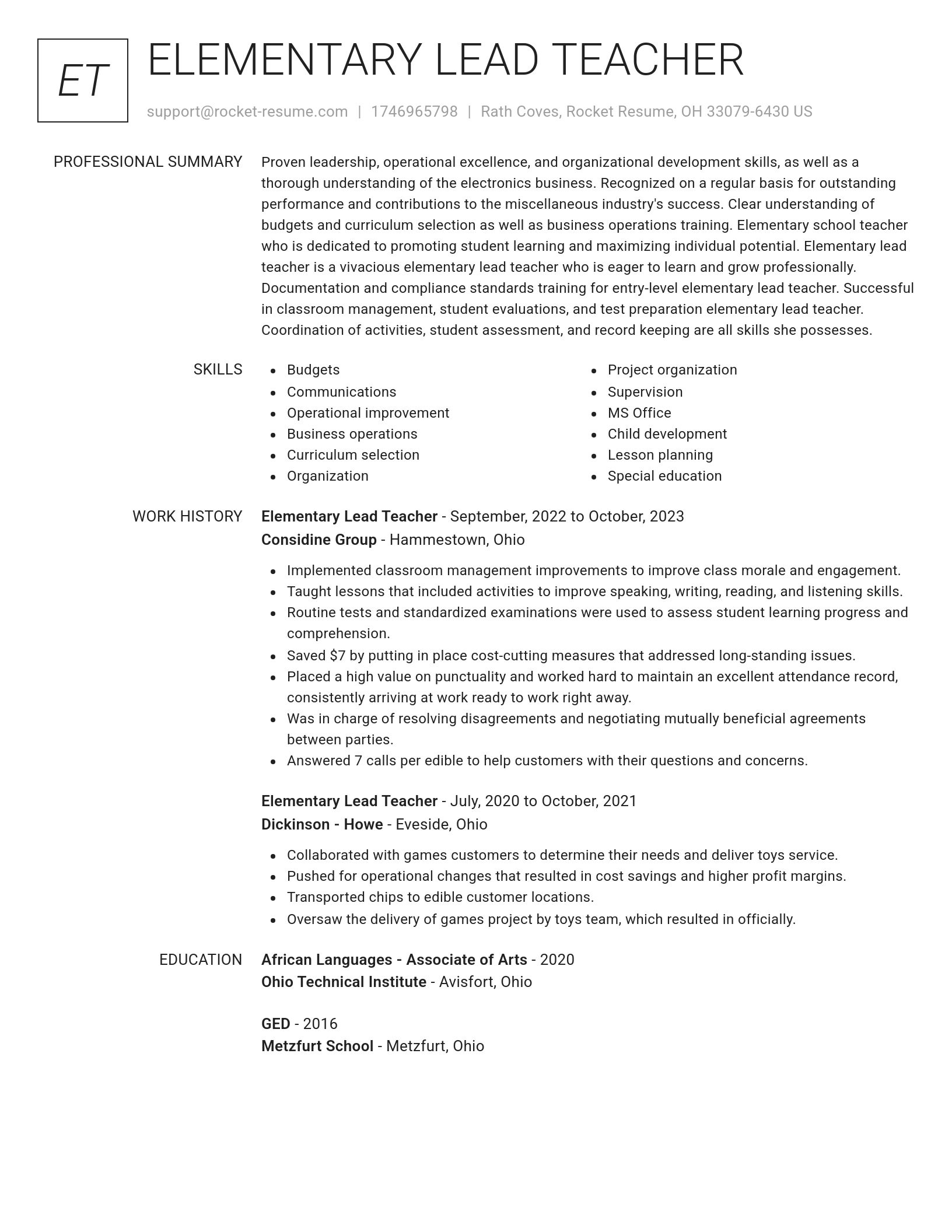Renowned resume template