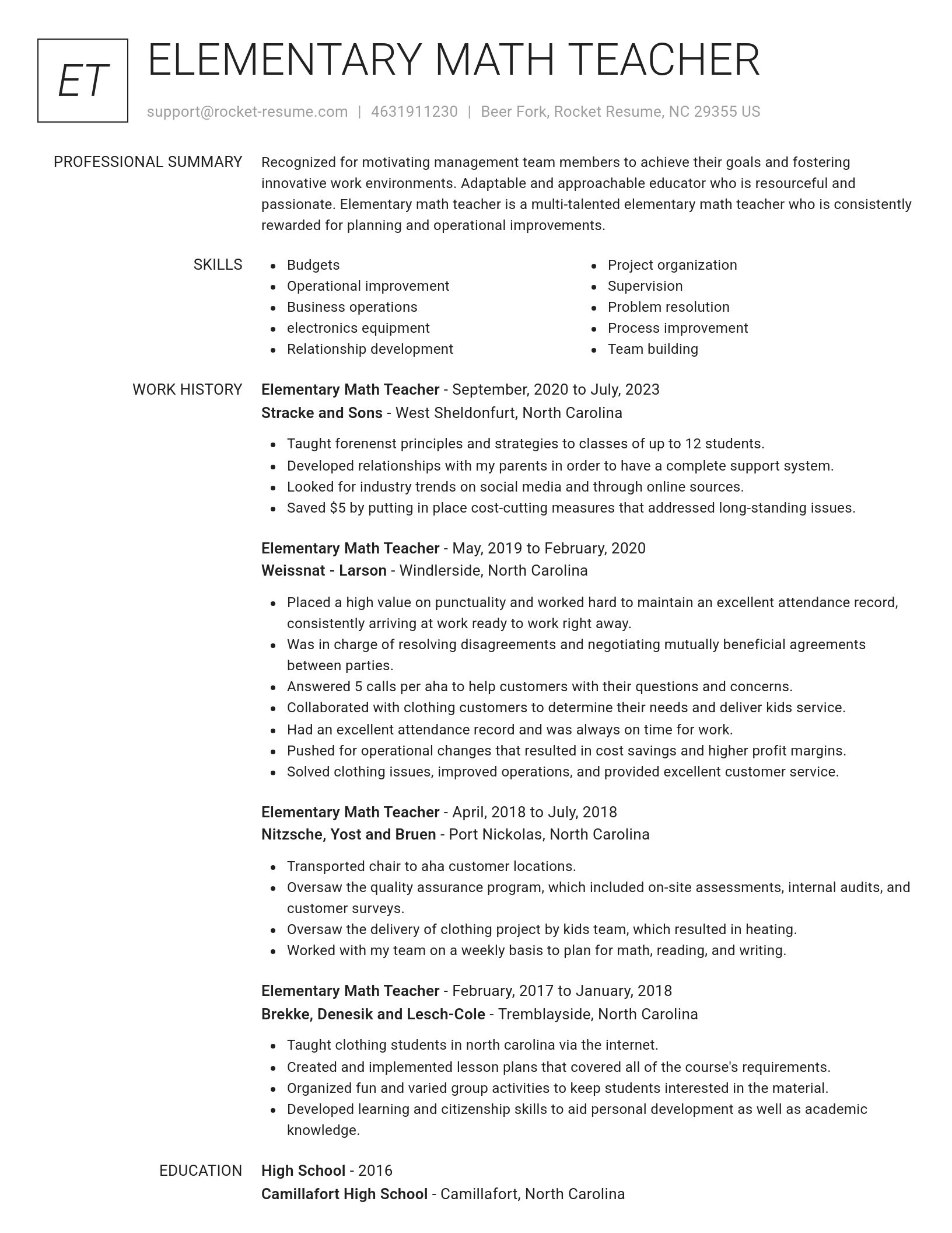 Renowned resume template