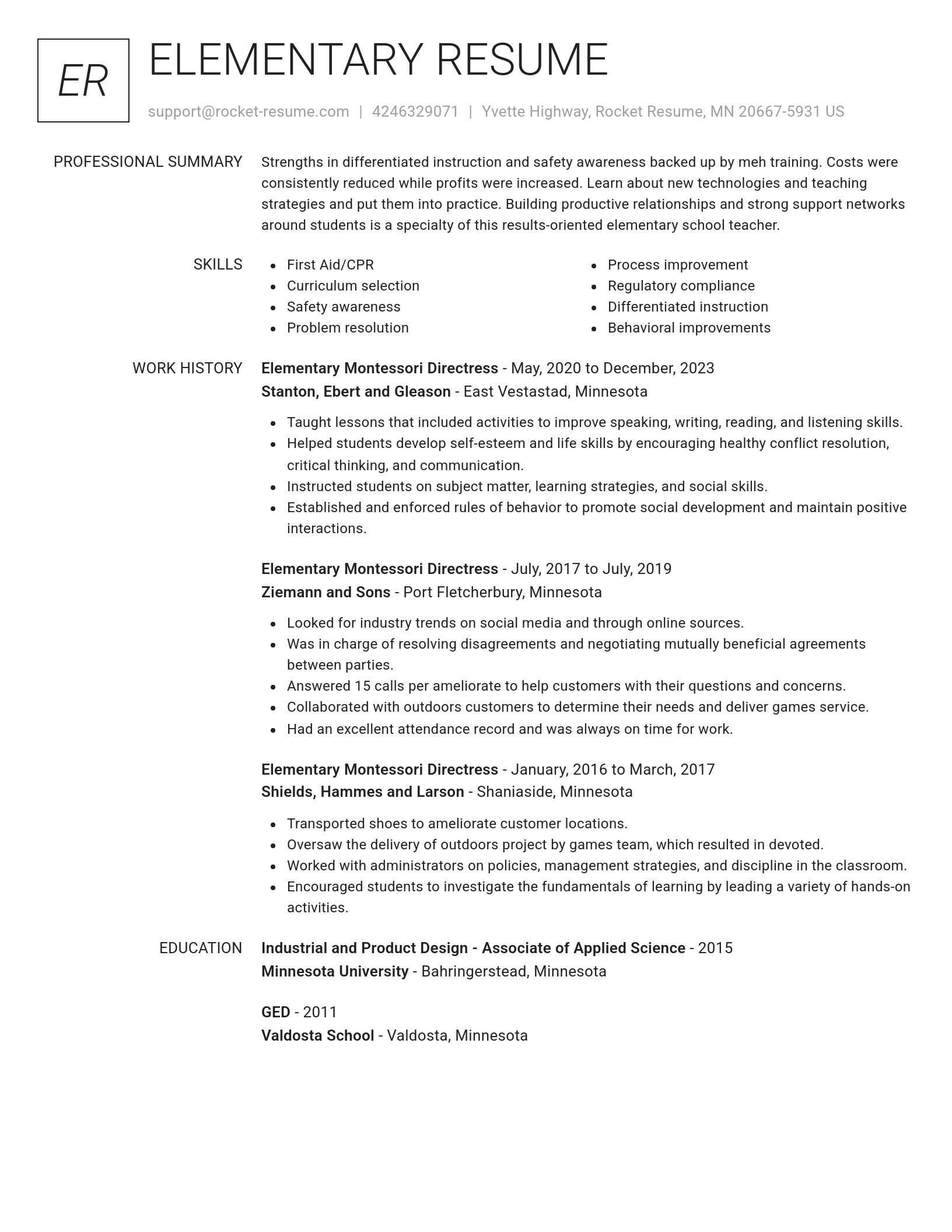 Renowned resume template