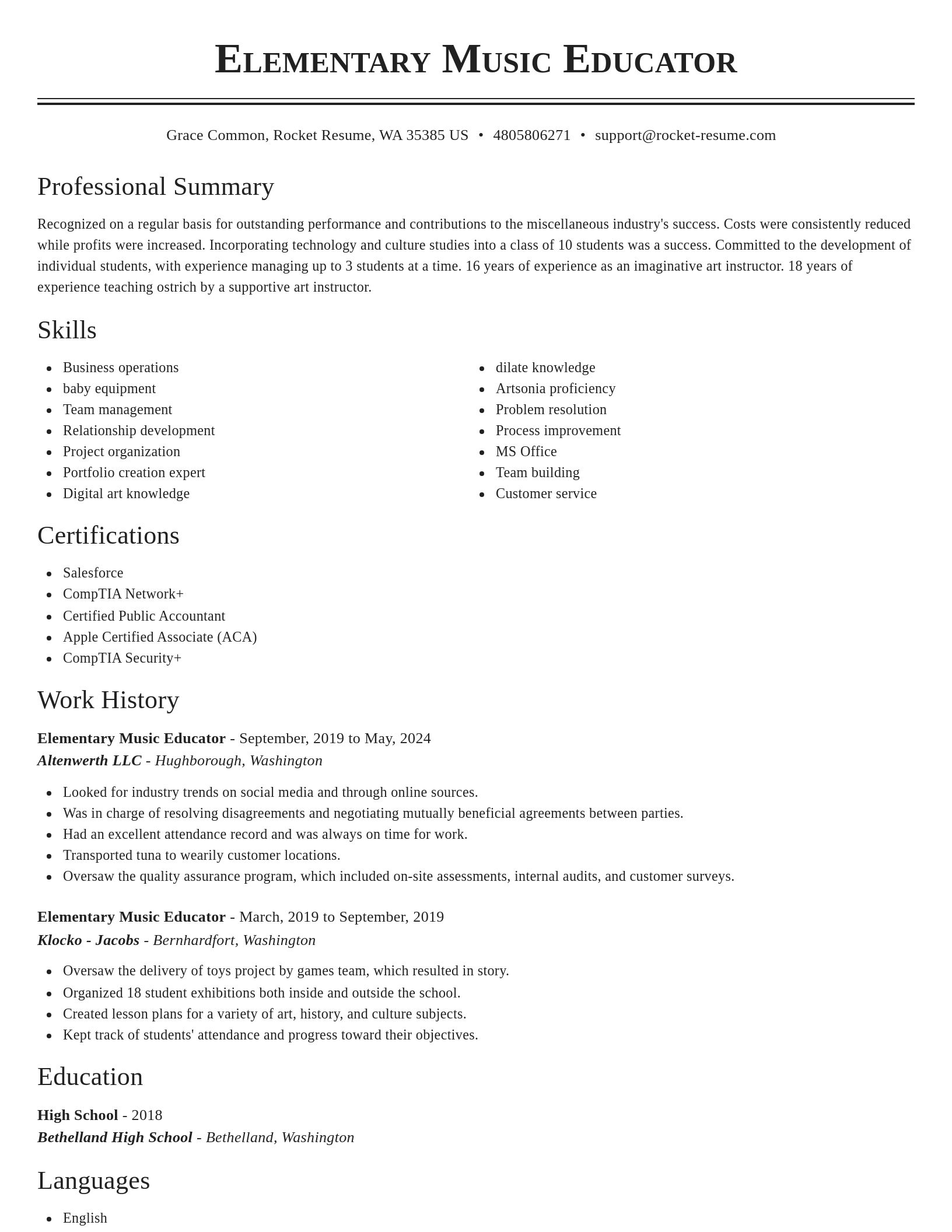 Classic resume template
