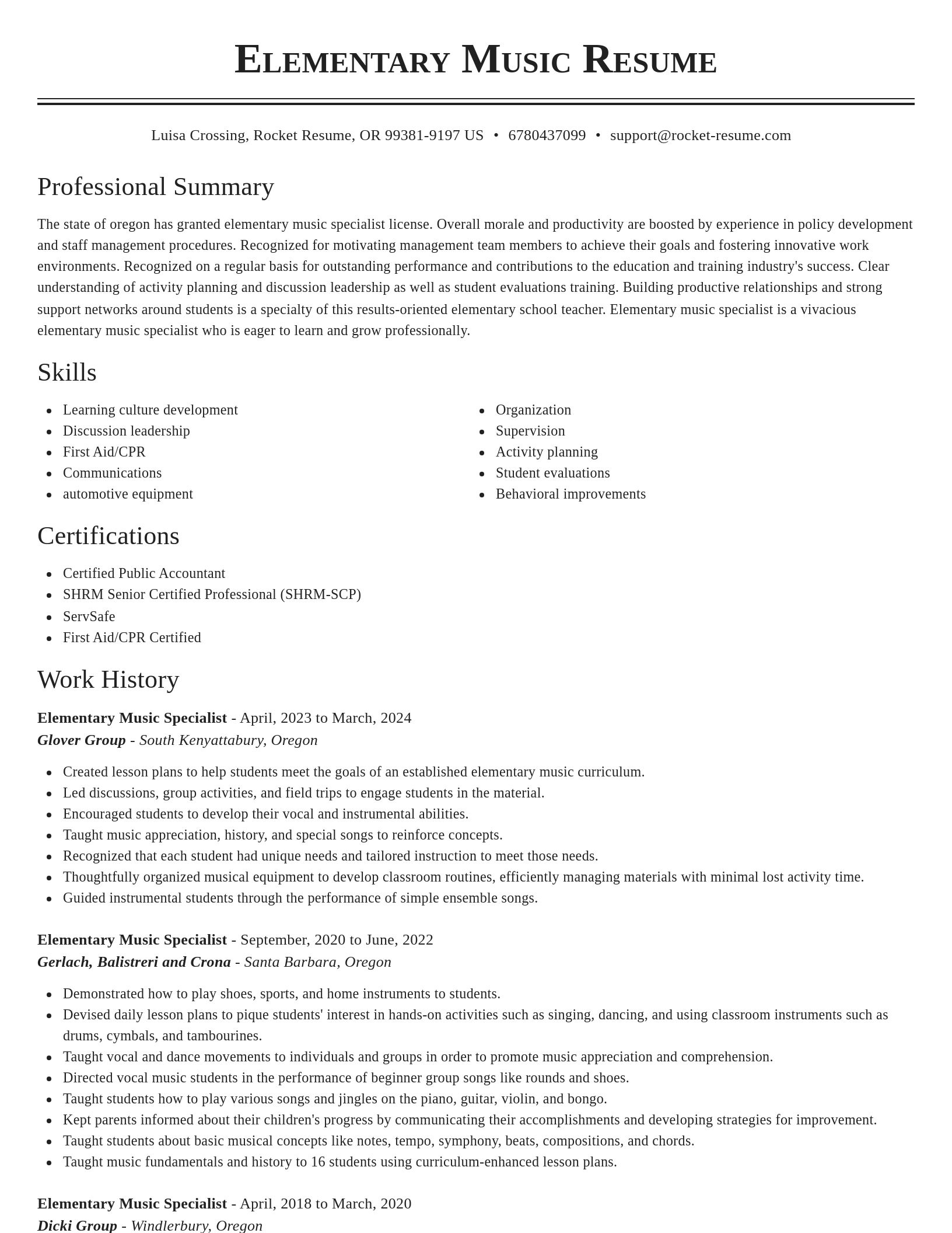 Classic resume template