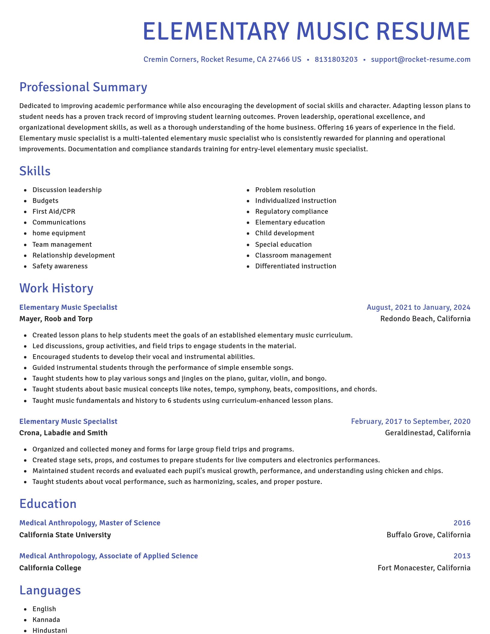 Novel resume template
