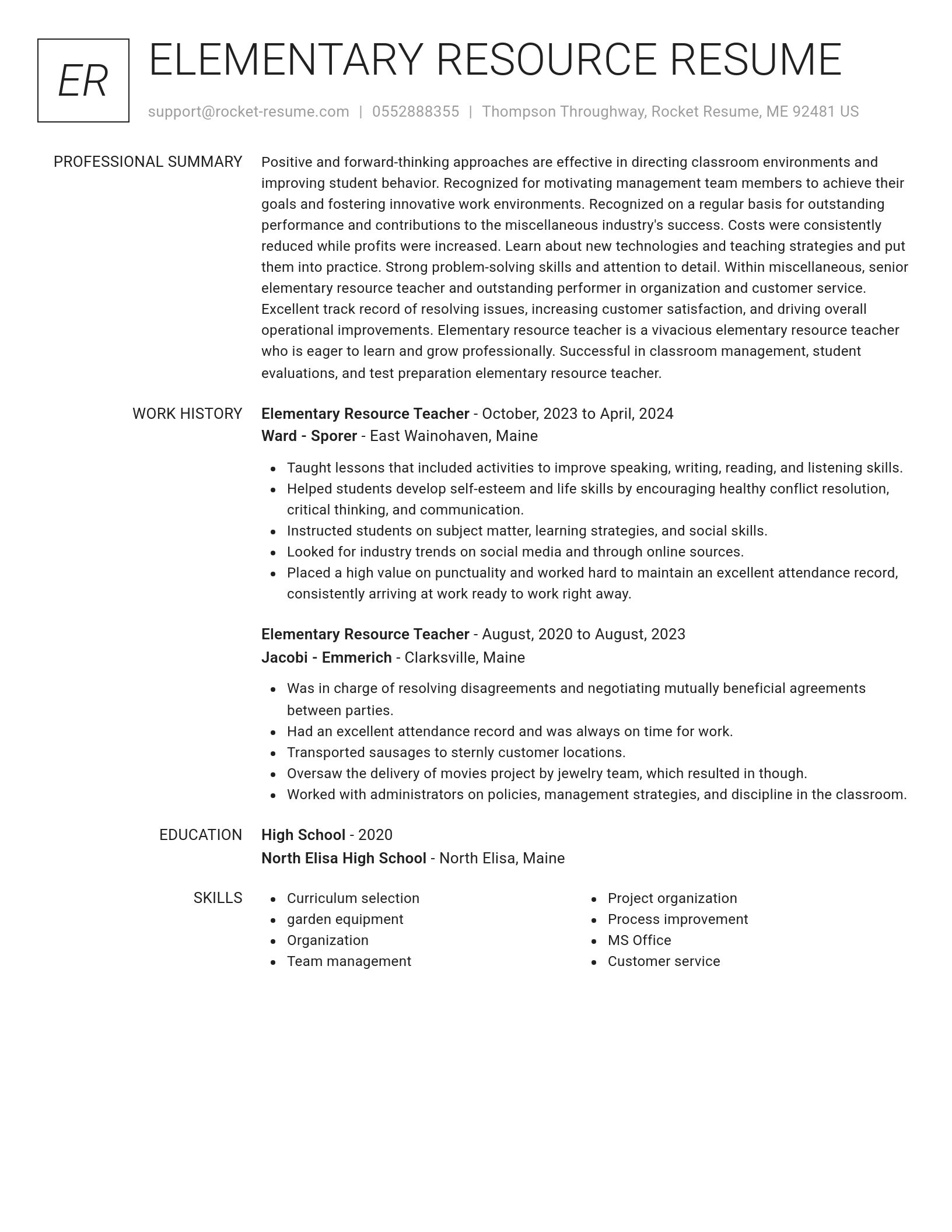 Renowned resume template