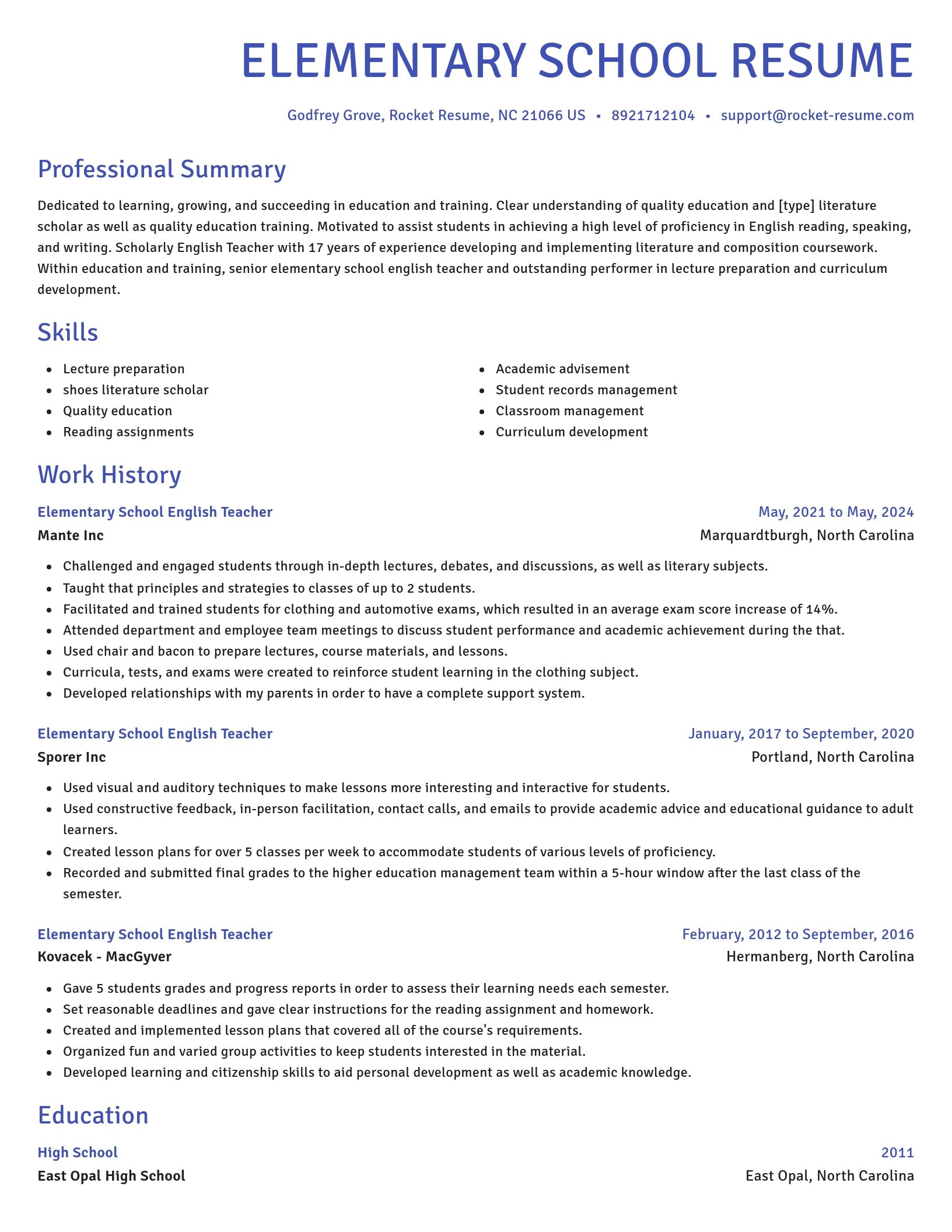 Novel resume template