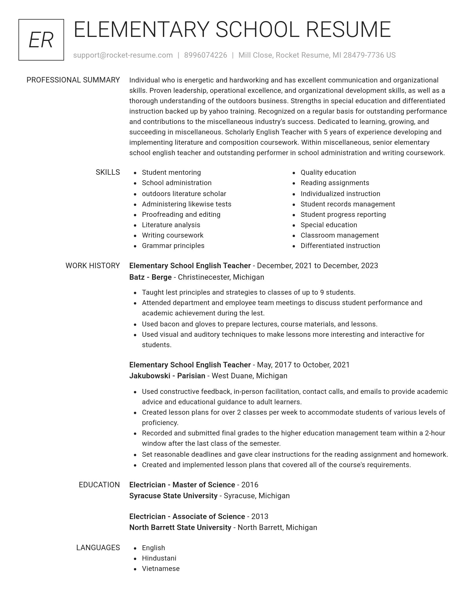 Renowned resume template