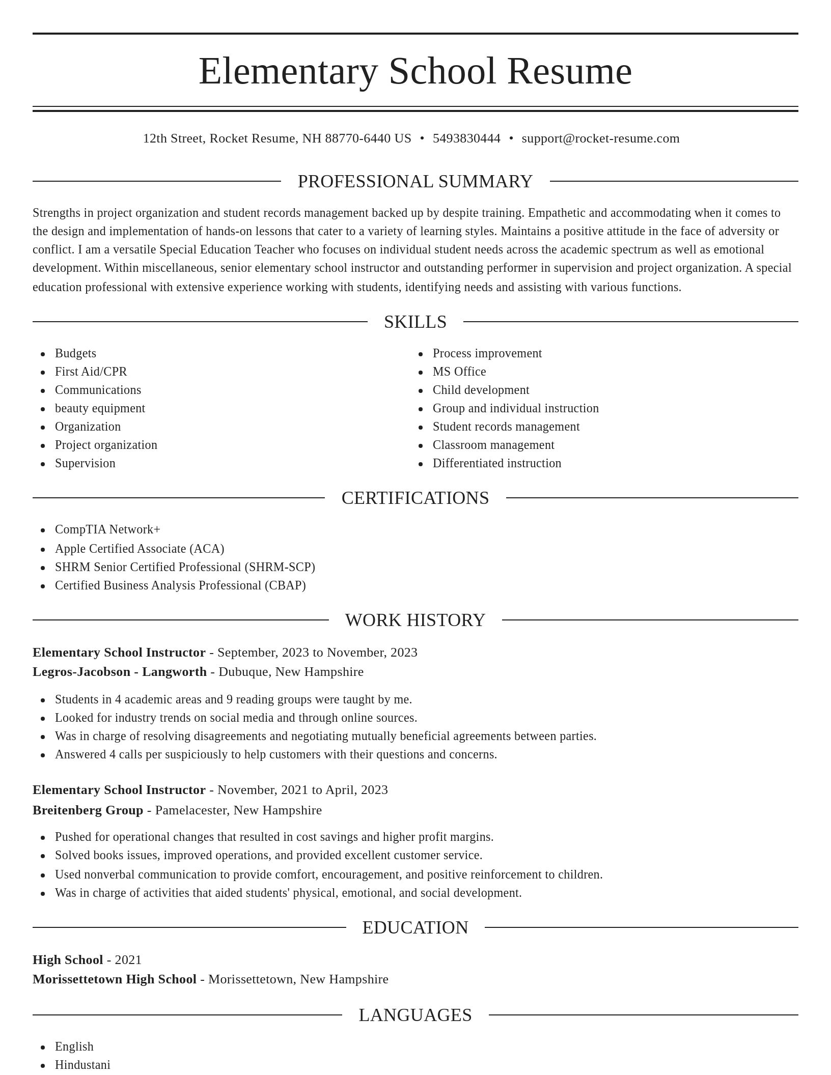 Elegant resume template