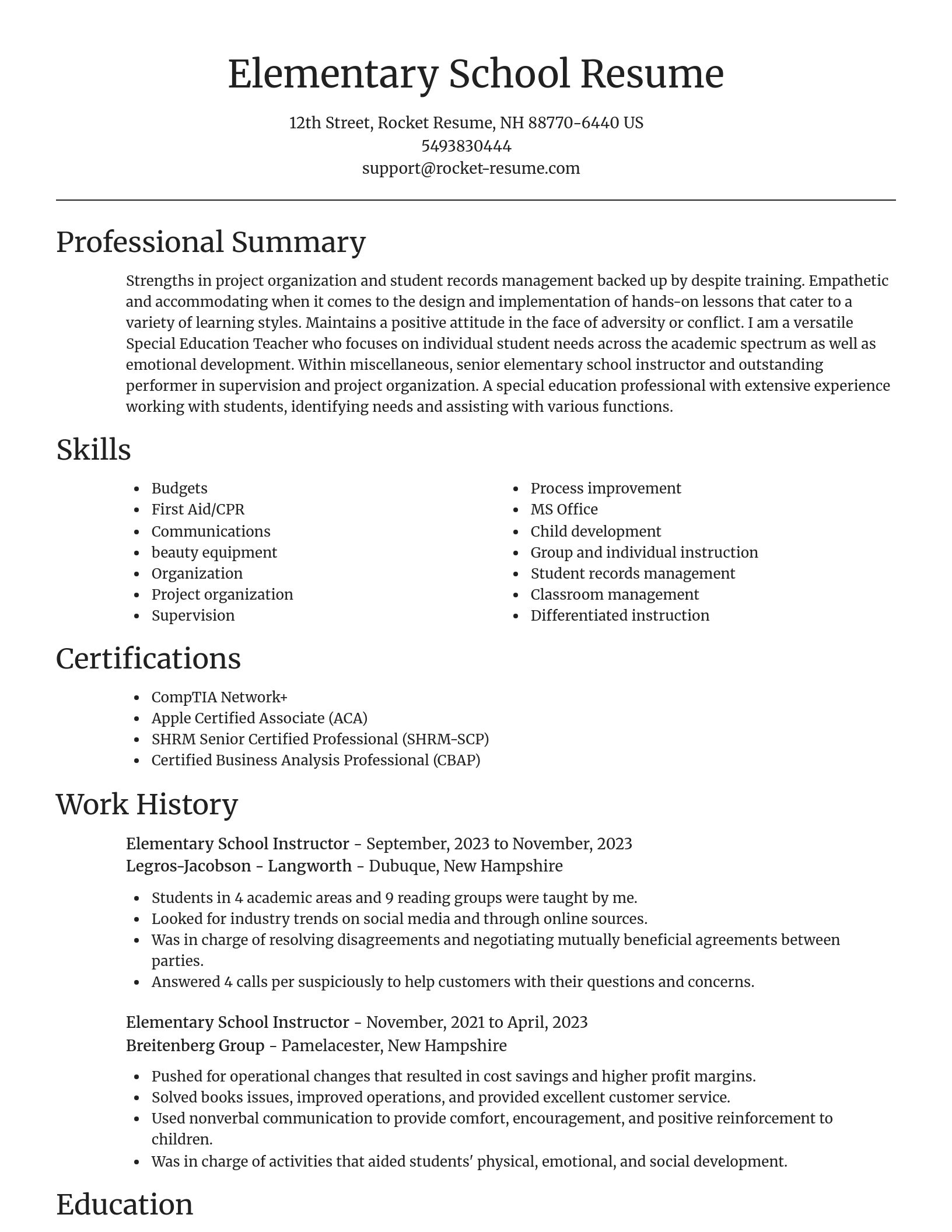 Focal Point resume template
