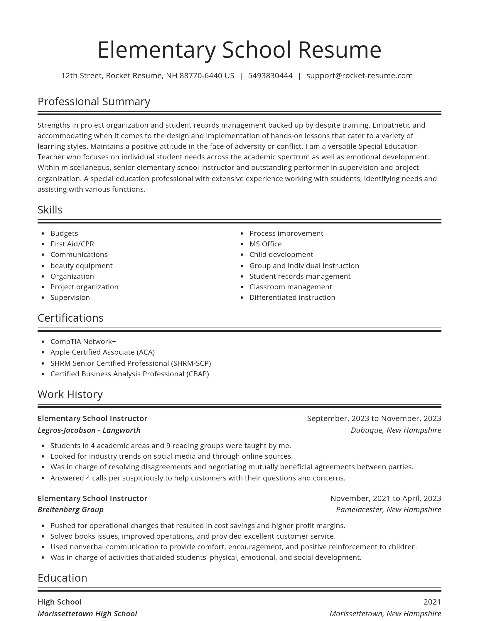 Spotlight resume template
