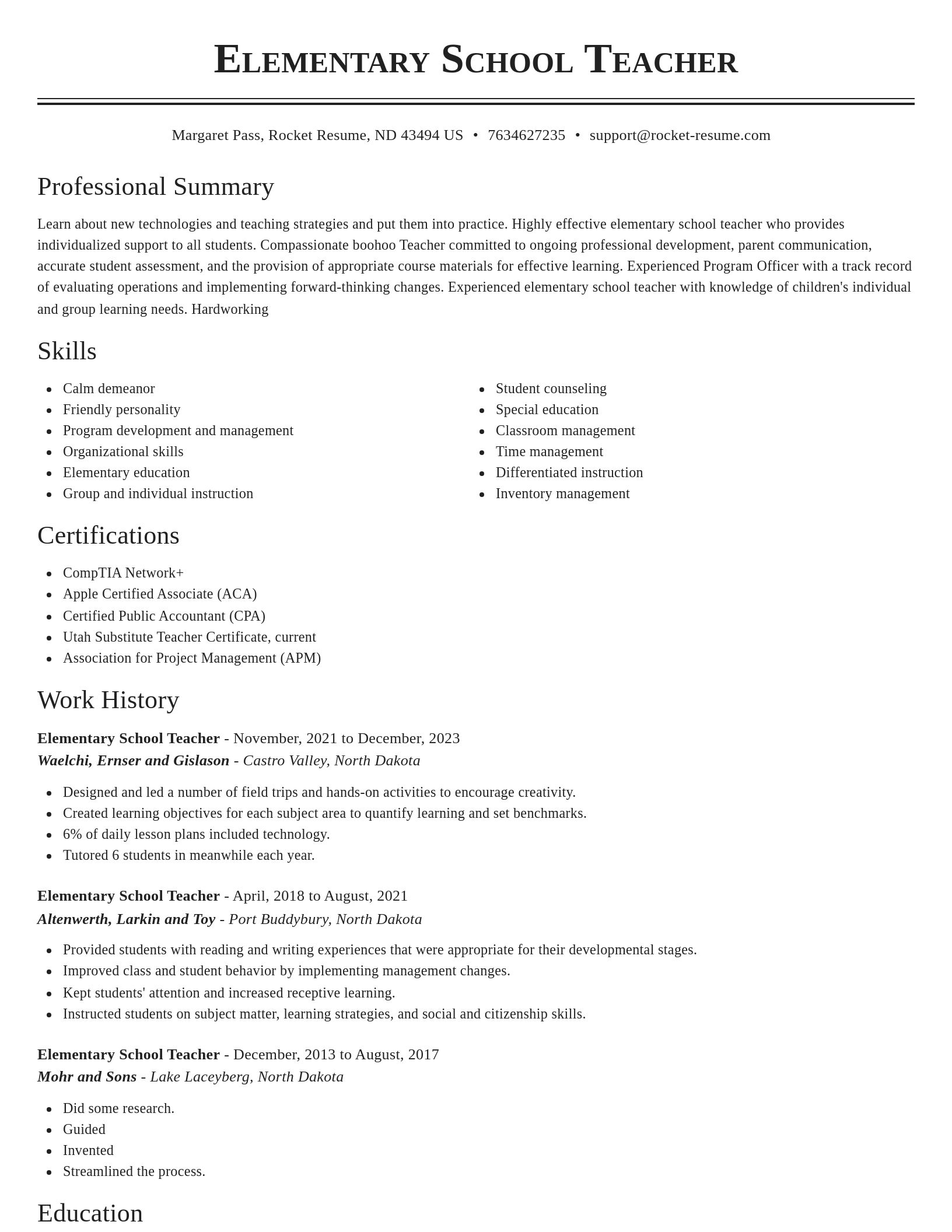 Classic resume template