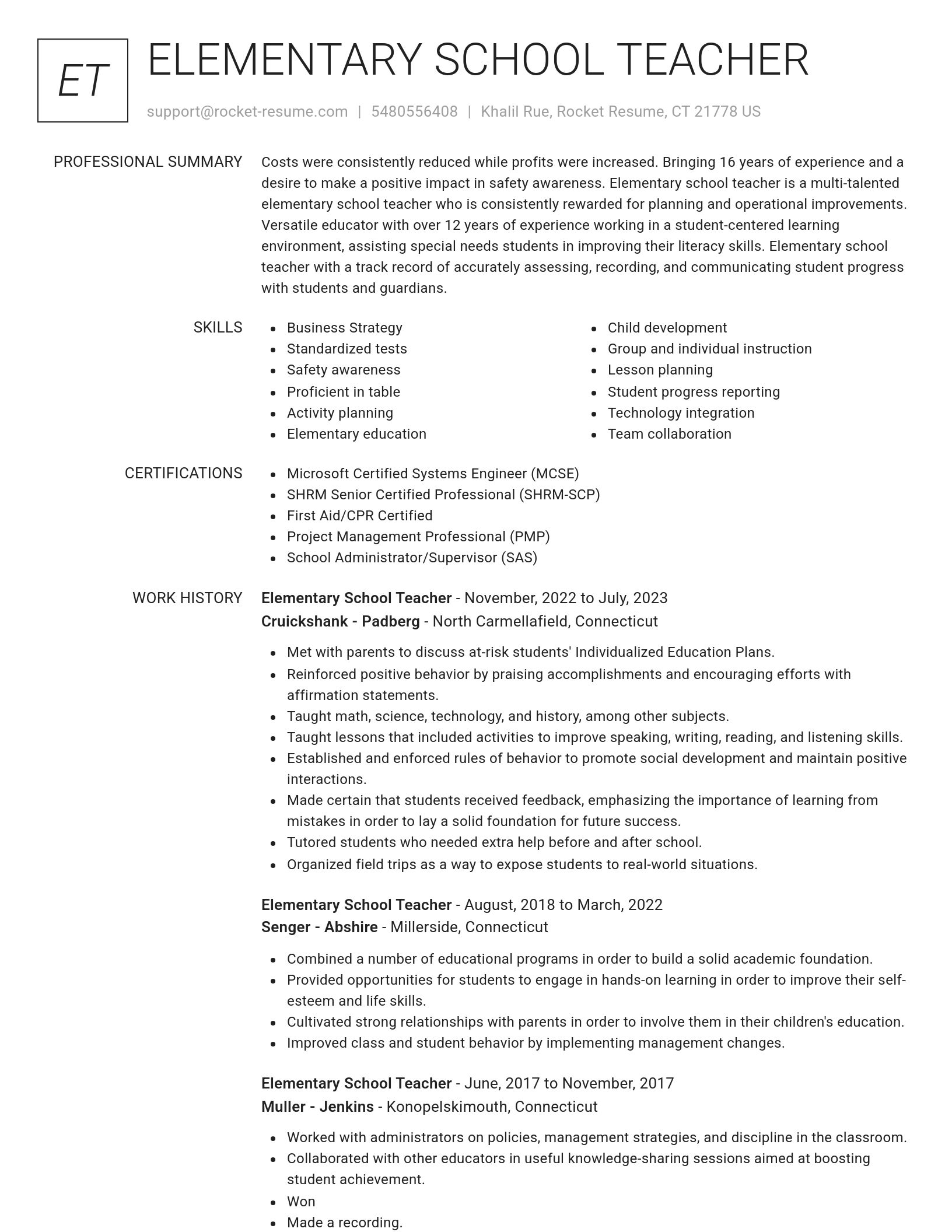 Renowned resume template