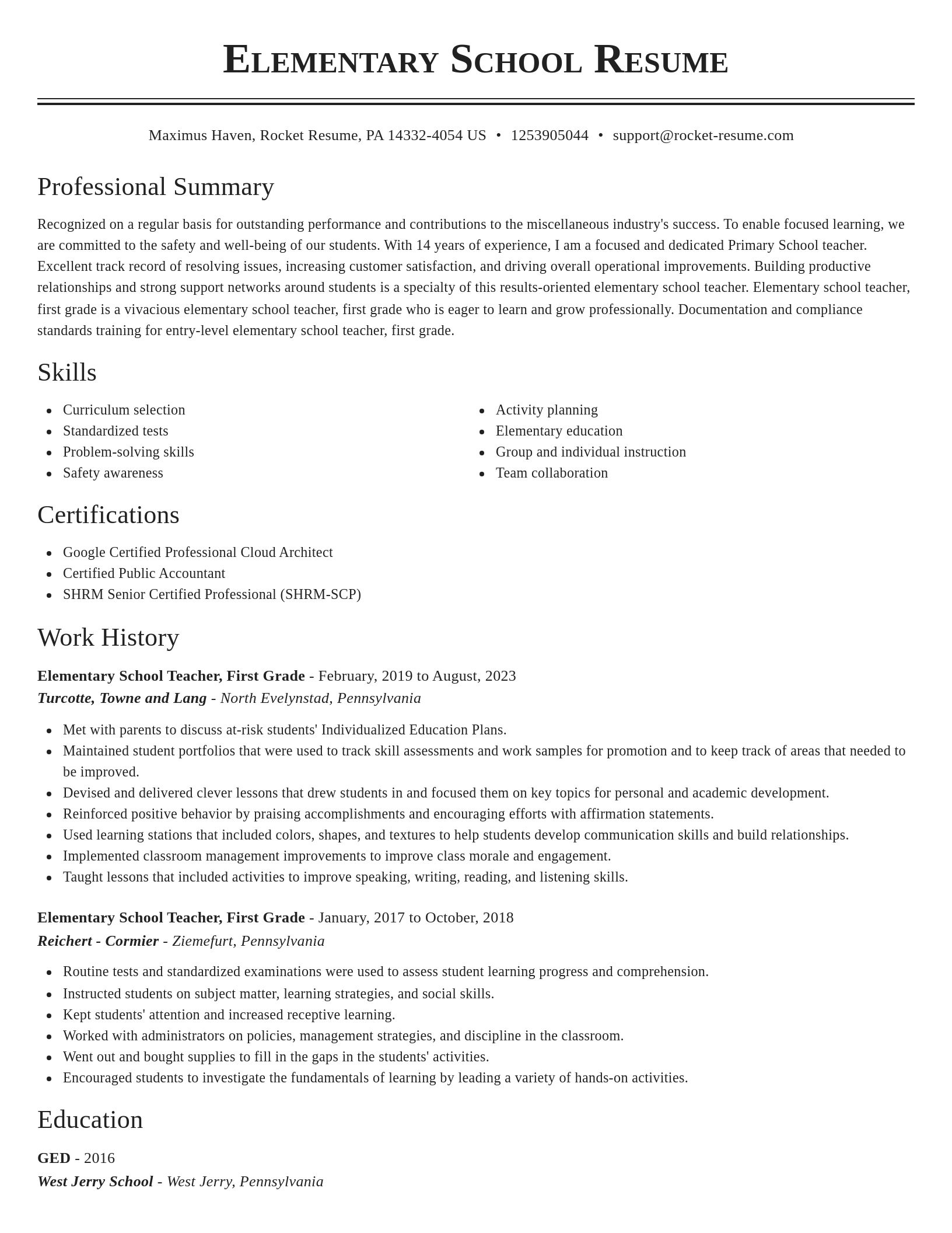 Classic resume template