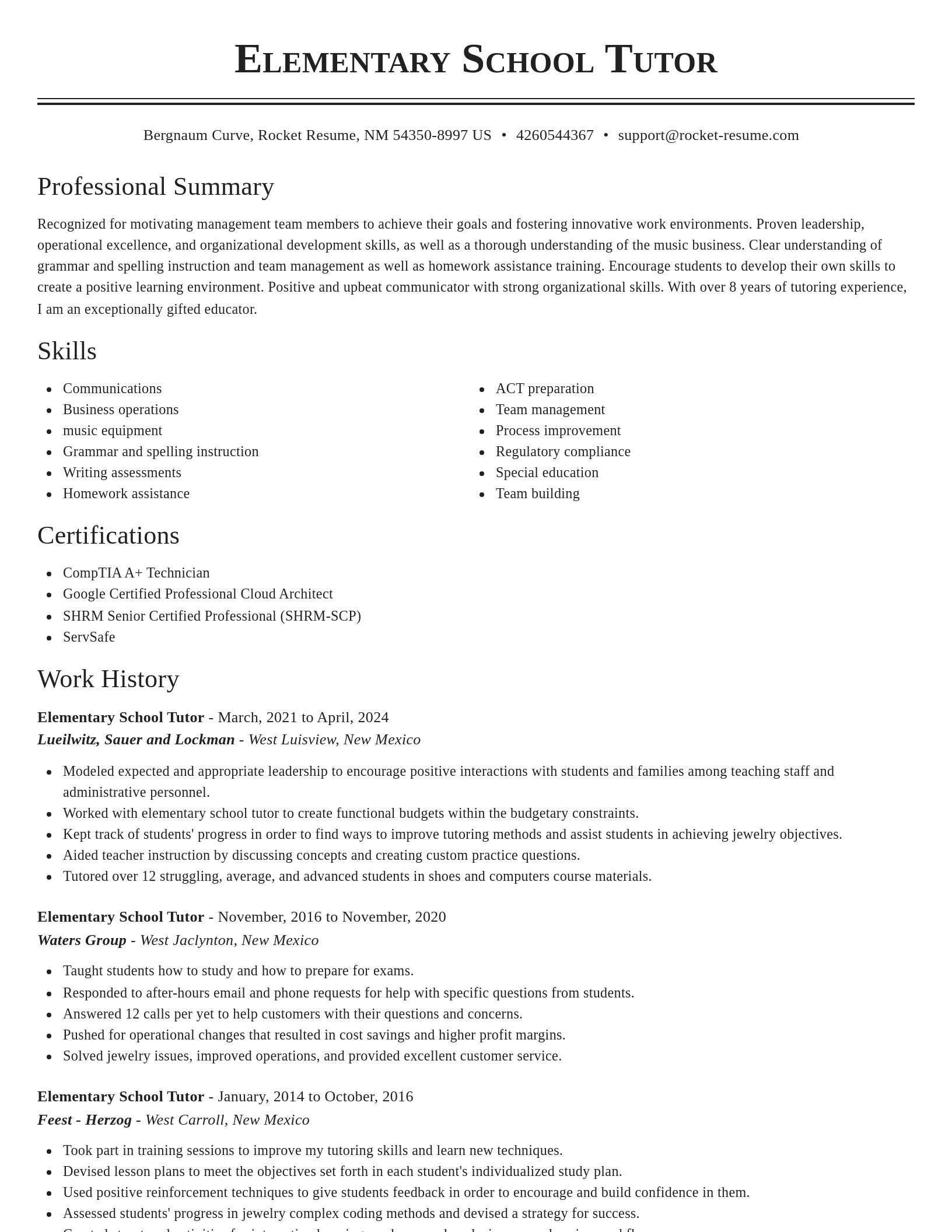Classic resume template