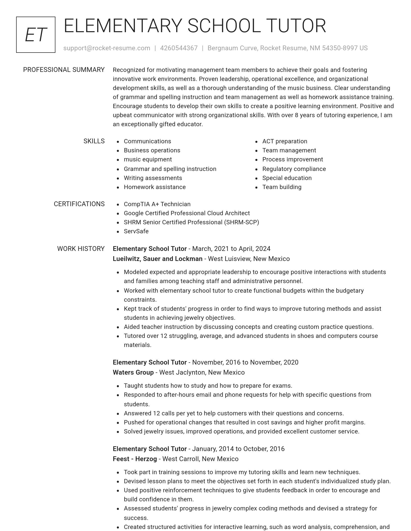 Renowned resume template