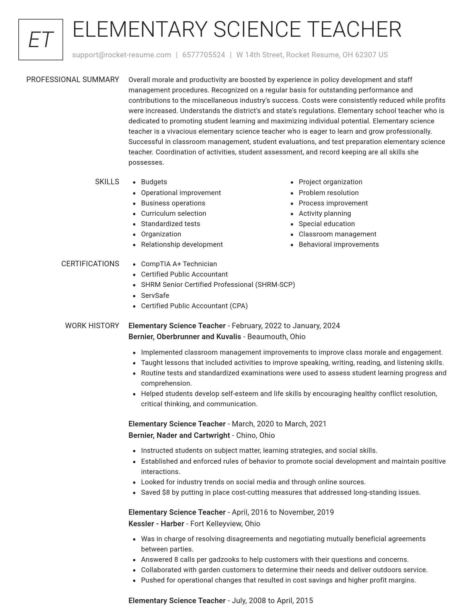 Renowned resume template