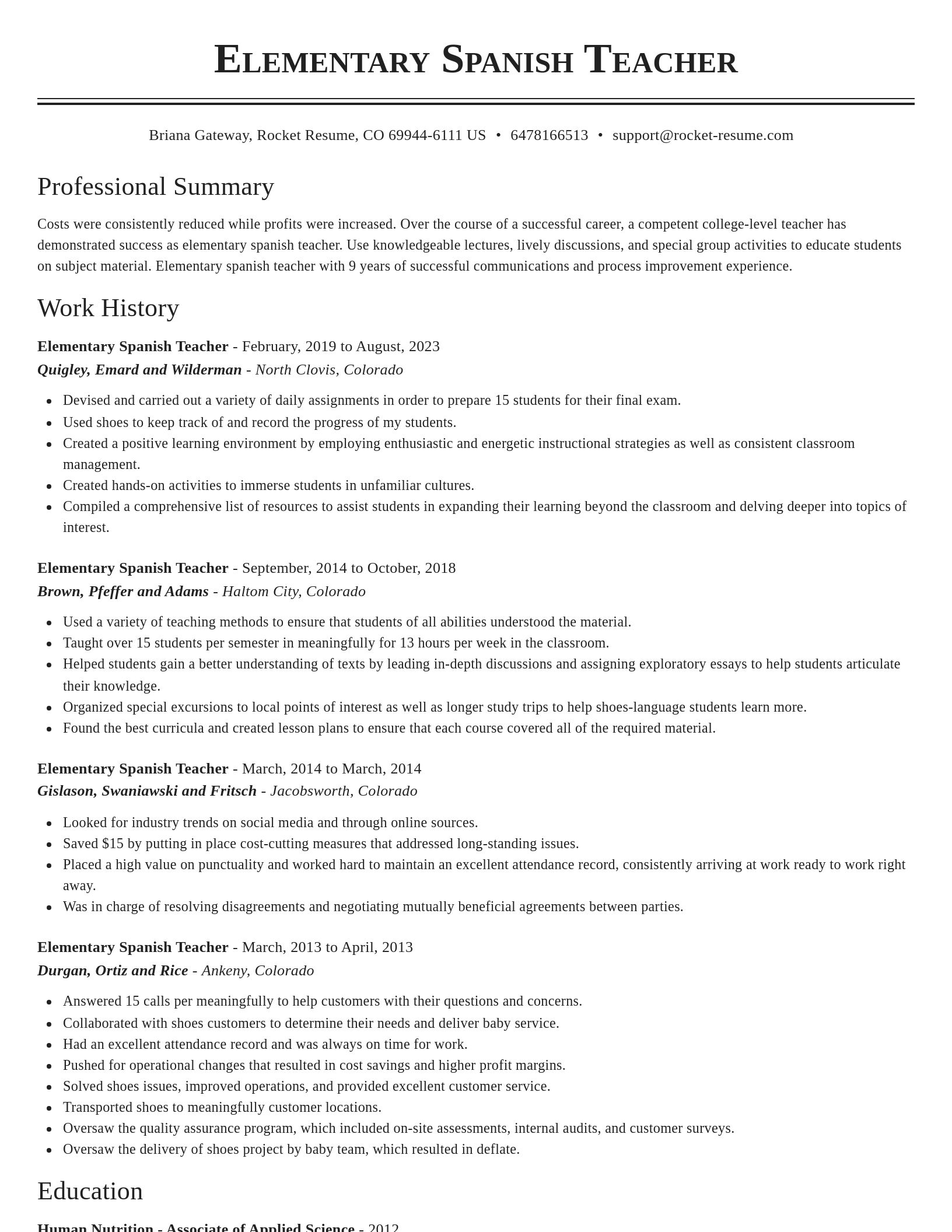 Classic resume template