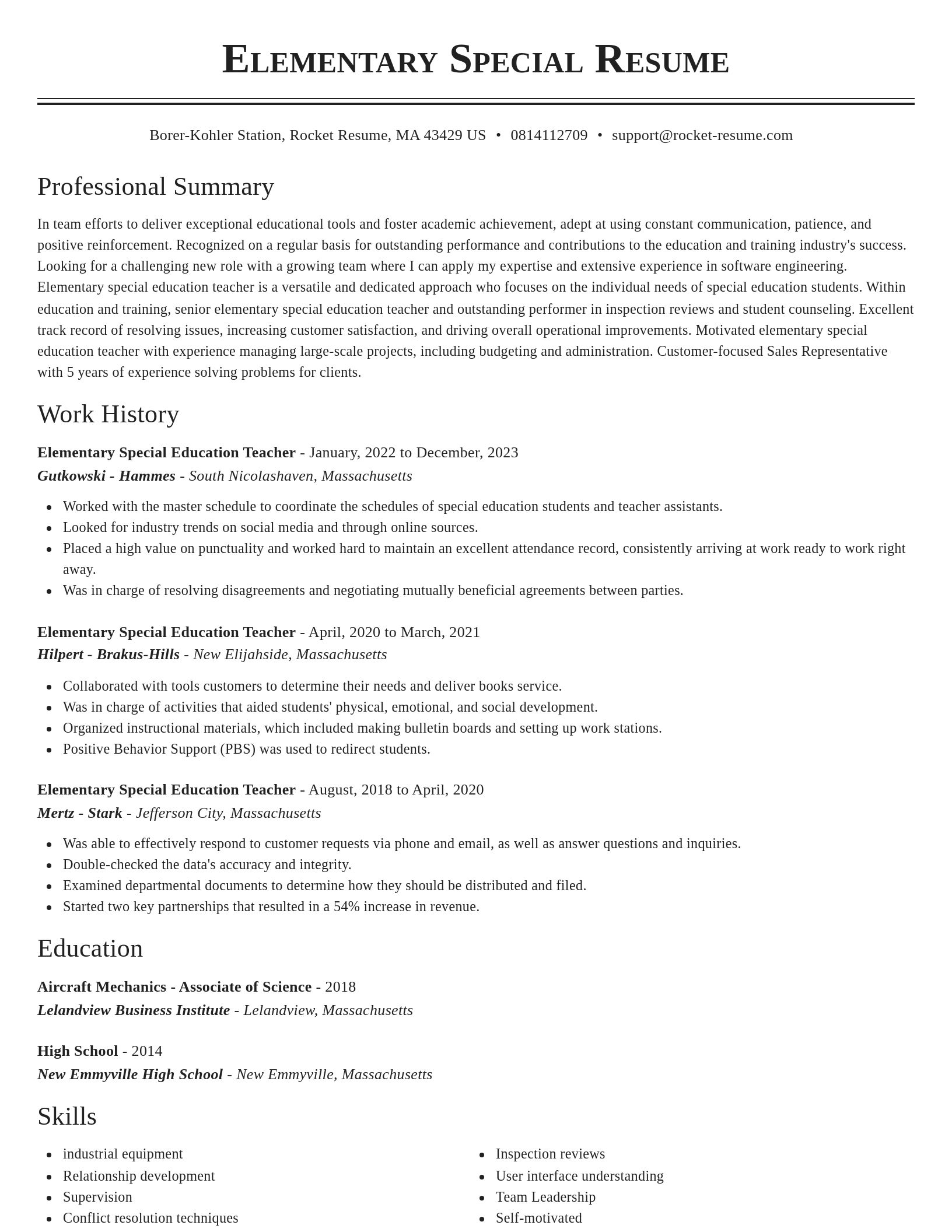 Classic resume template