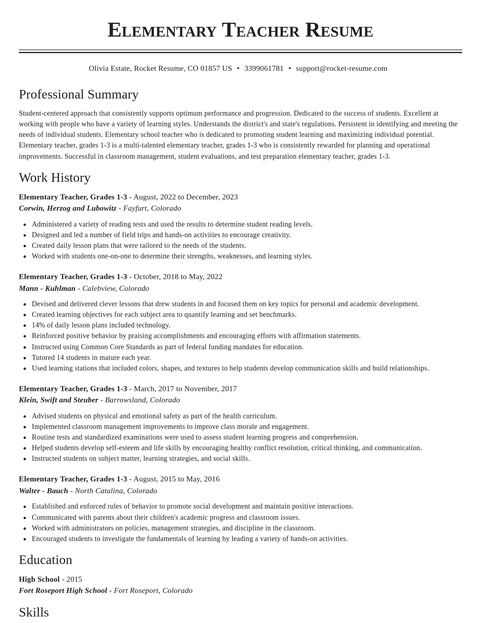 Classic resume template