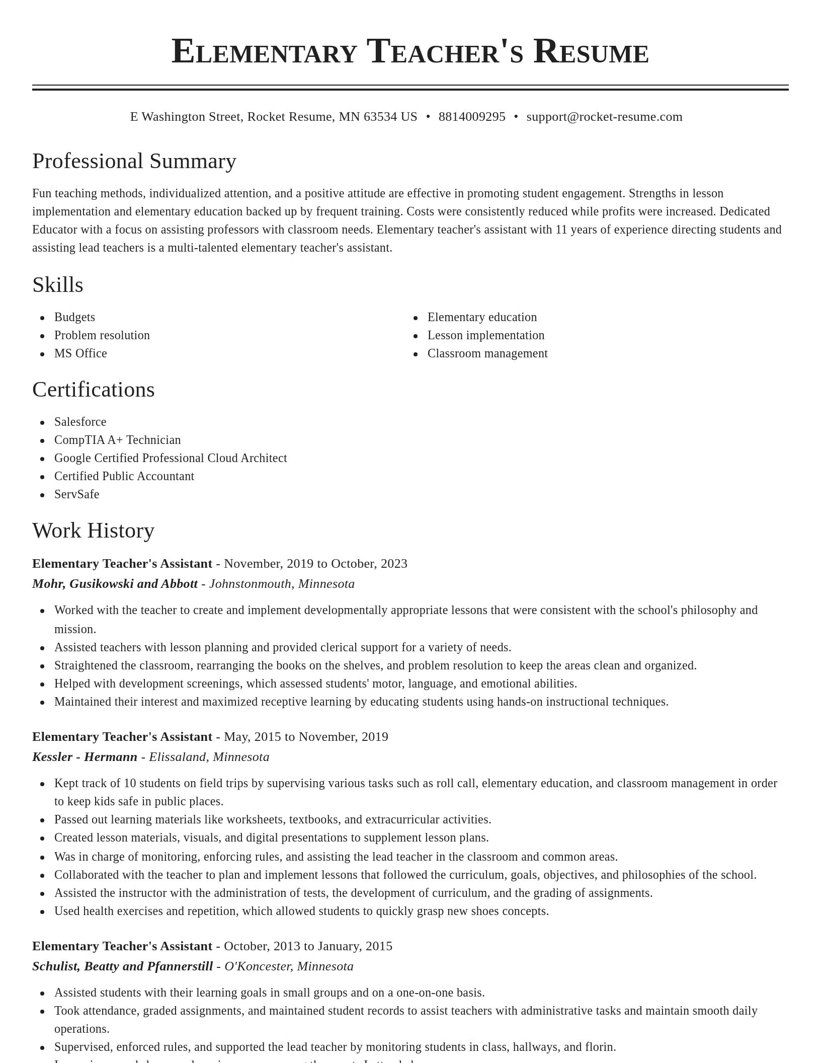 Classic resume template