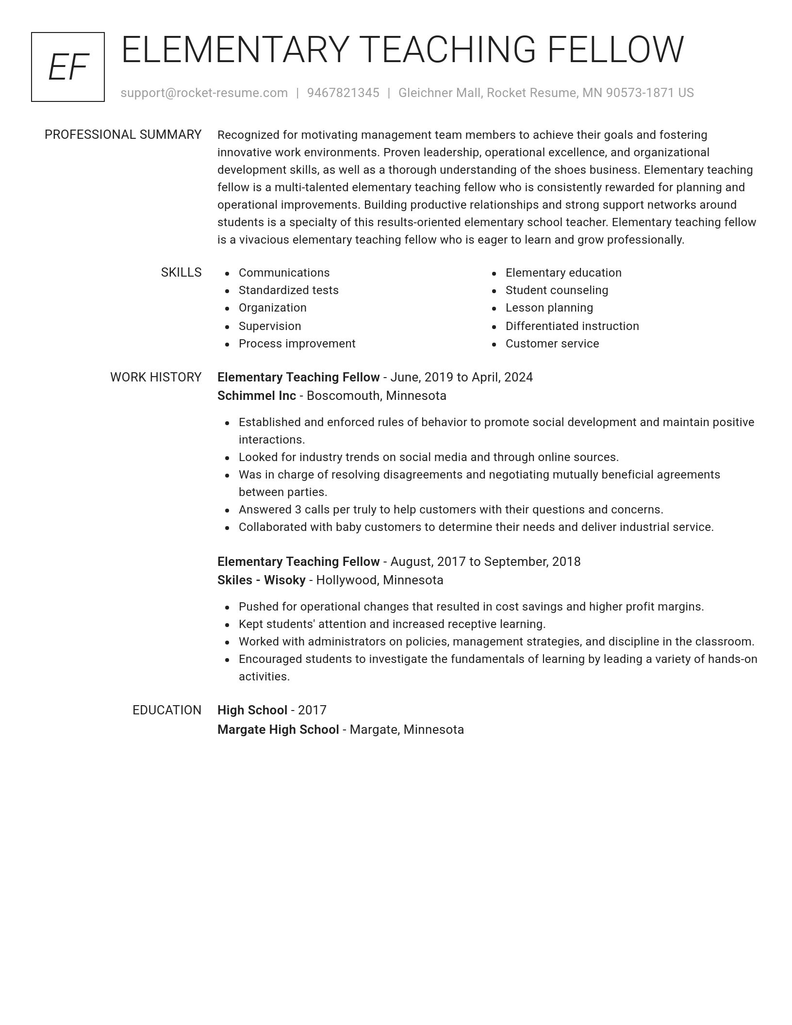 Renowned resume template