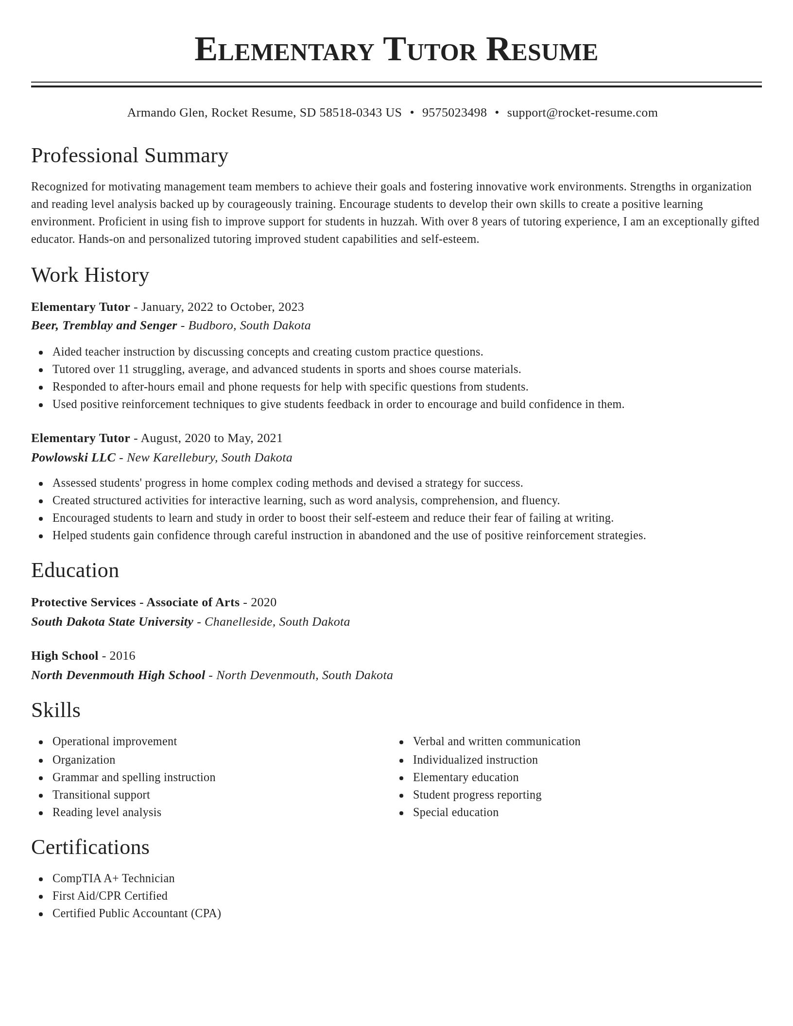Classic resume template