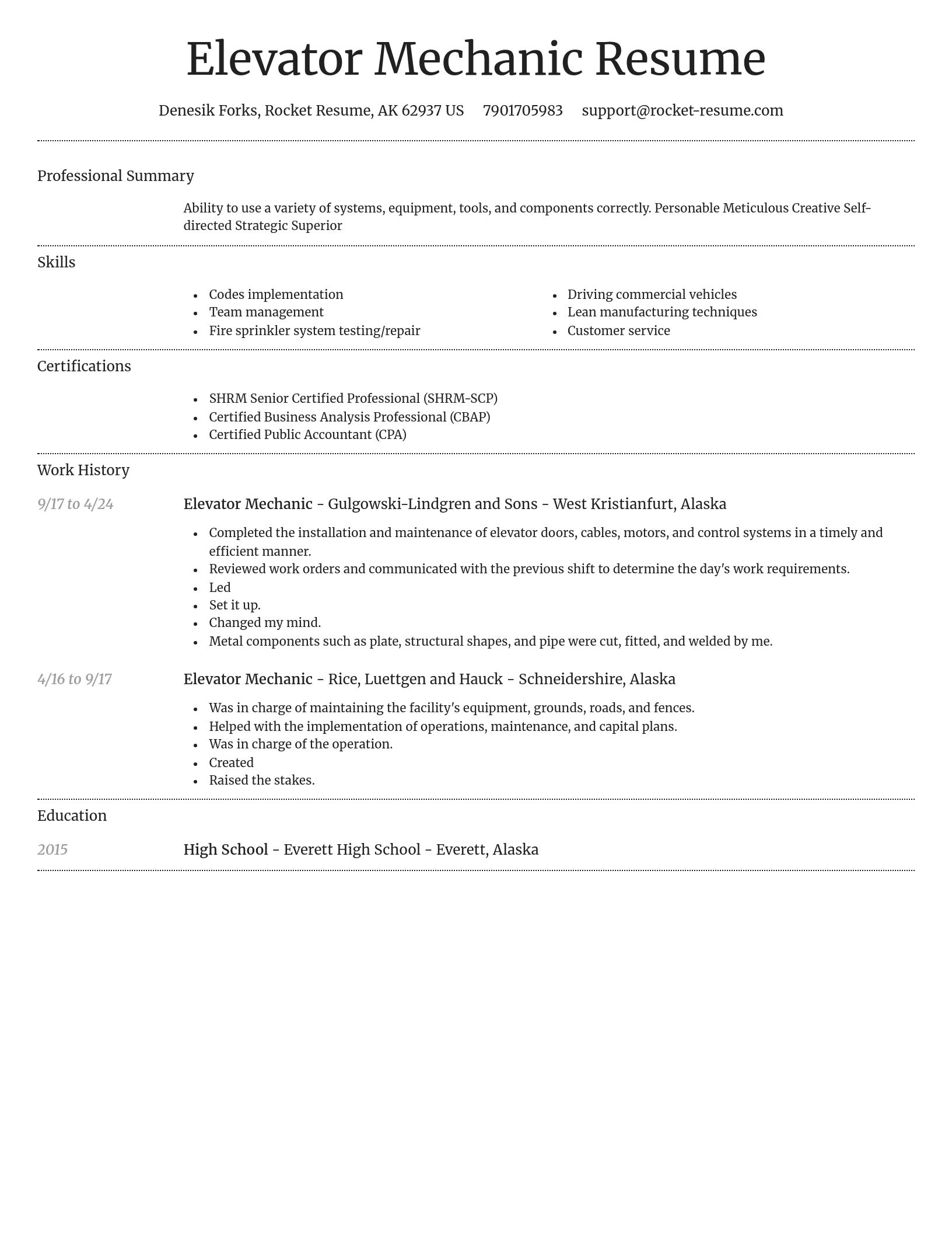 Dignified resume template