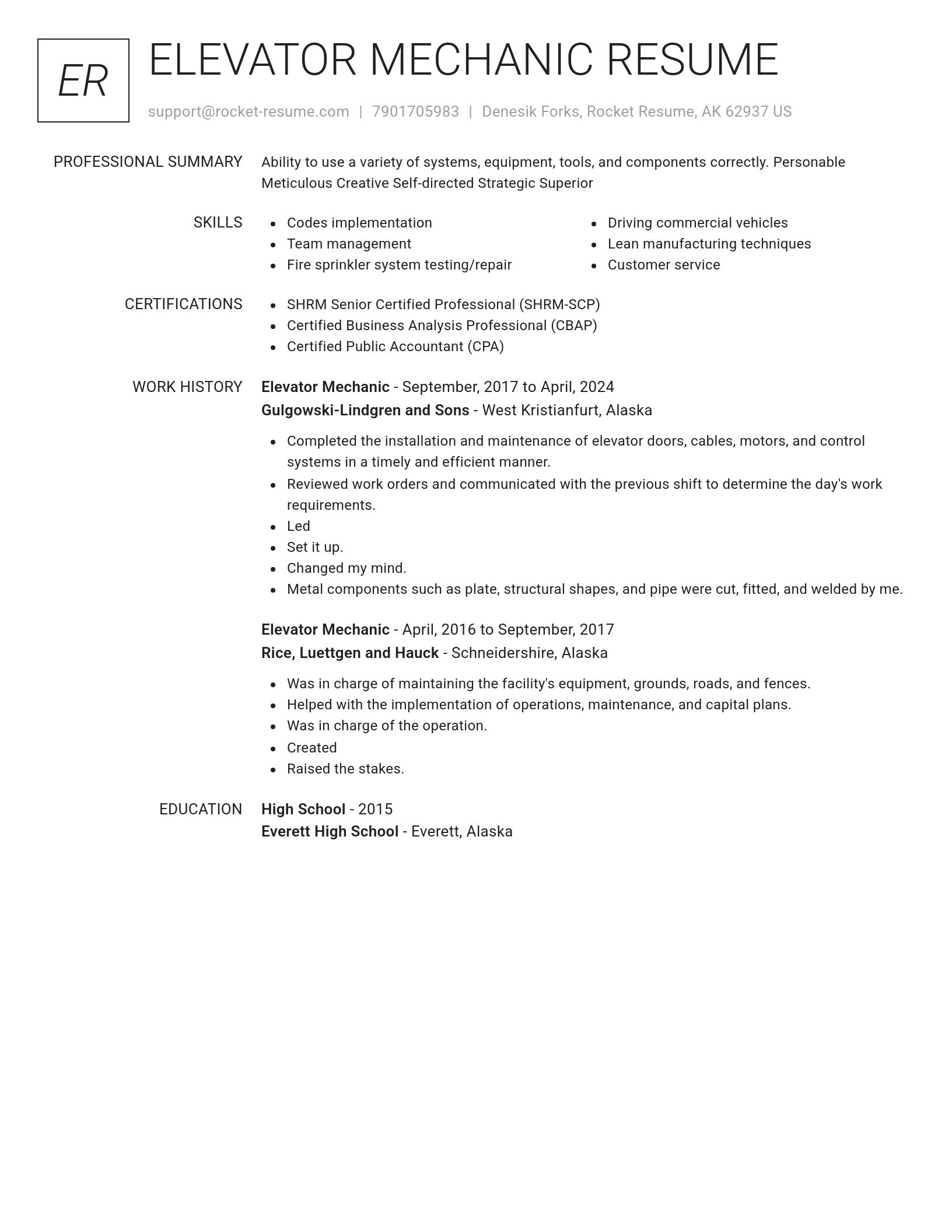 Renowned resume template
