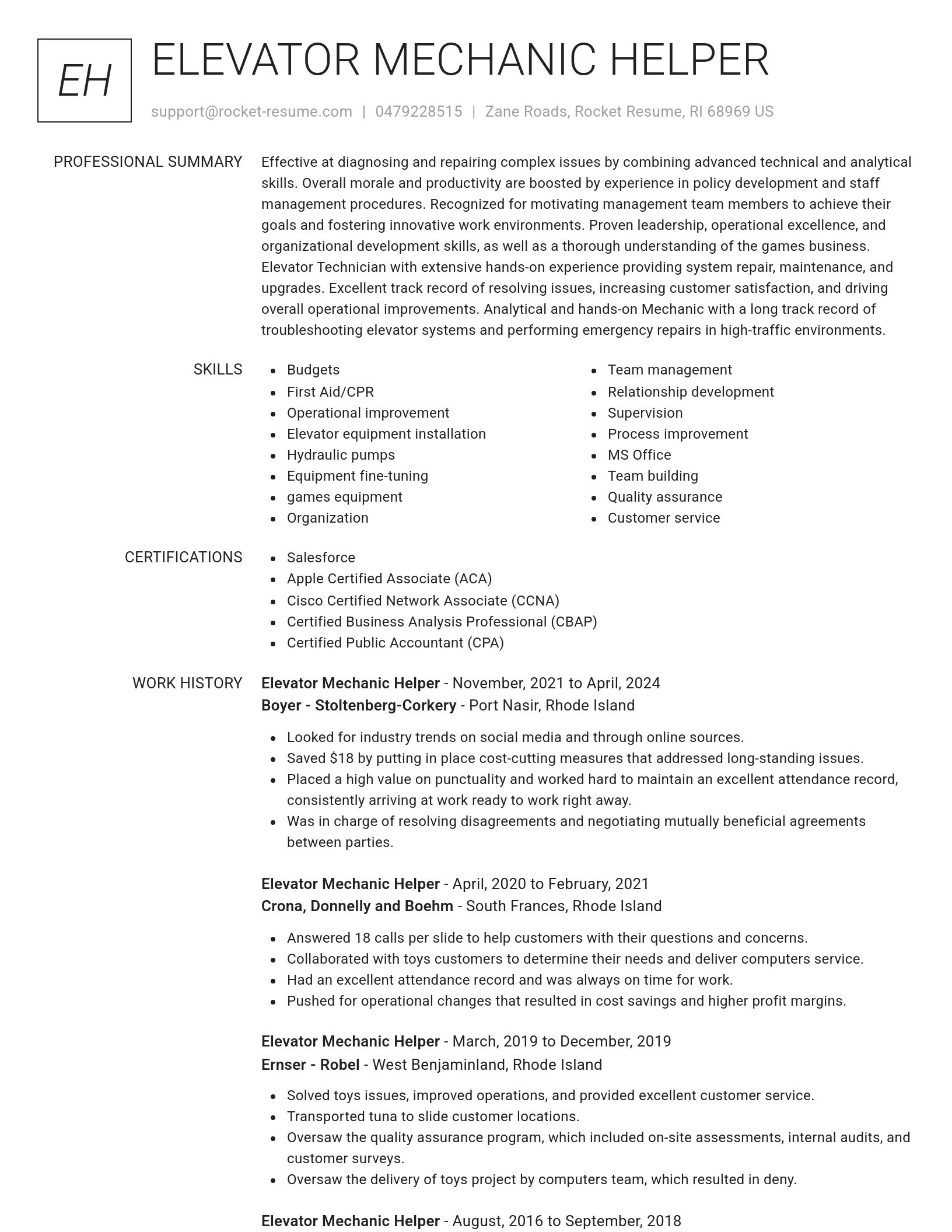 Renowned resume template