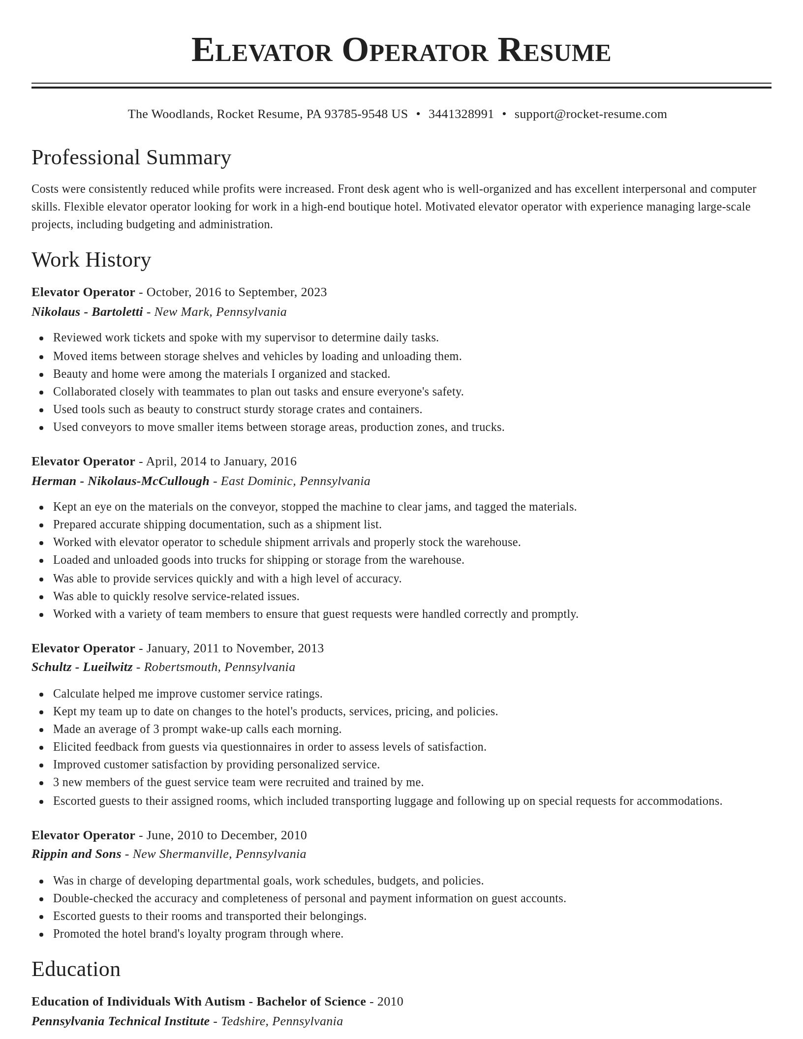 Classic resume template
