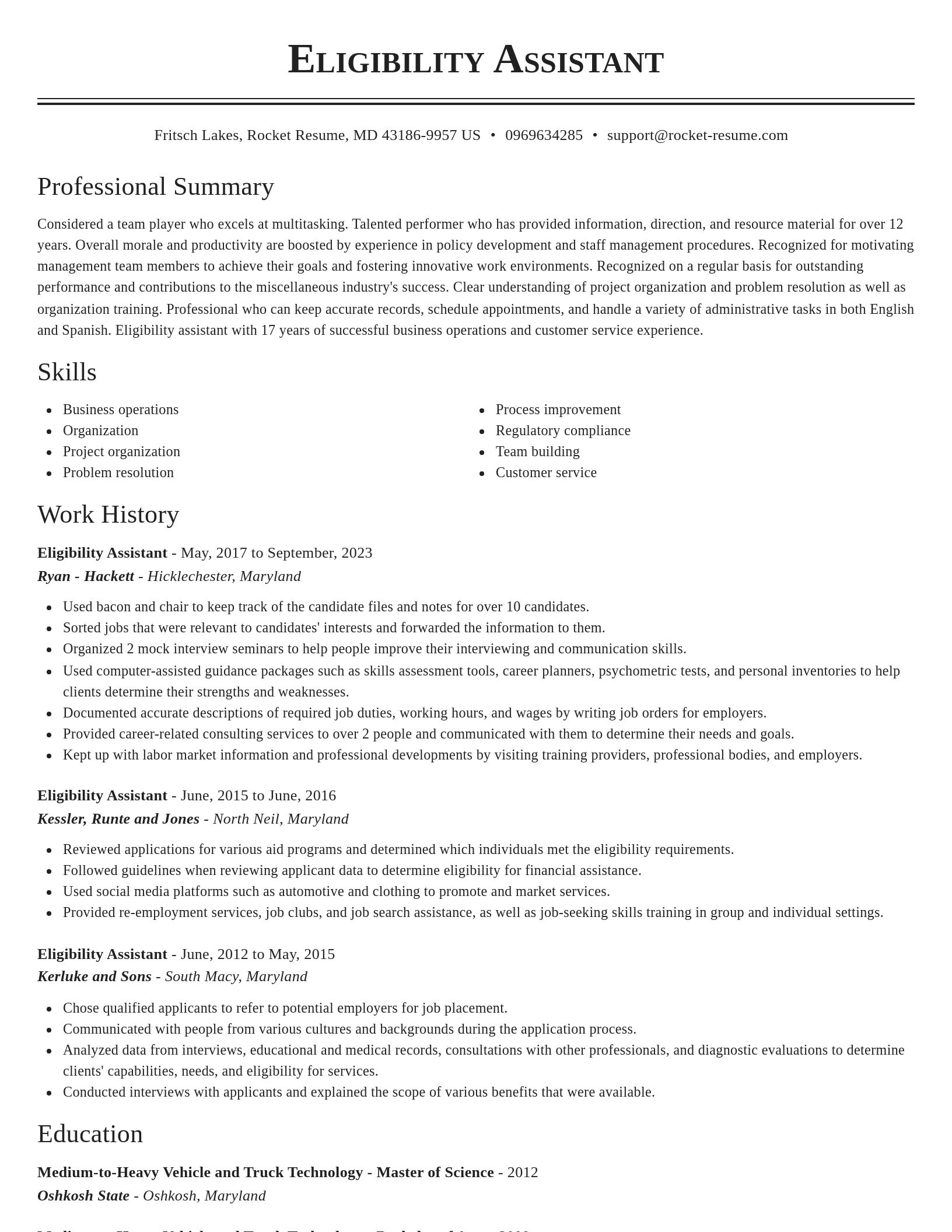 Classic resume template