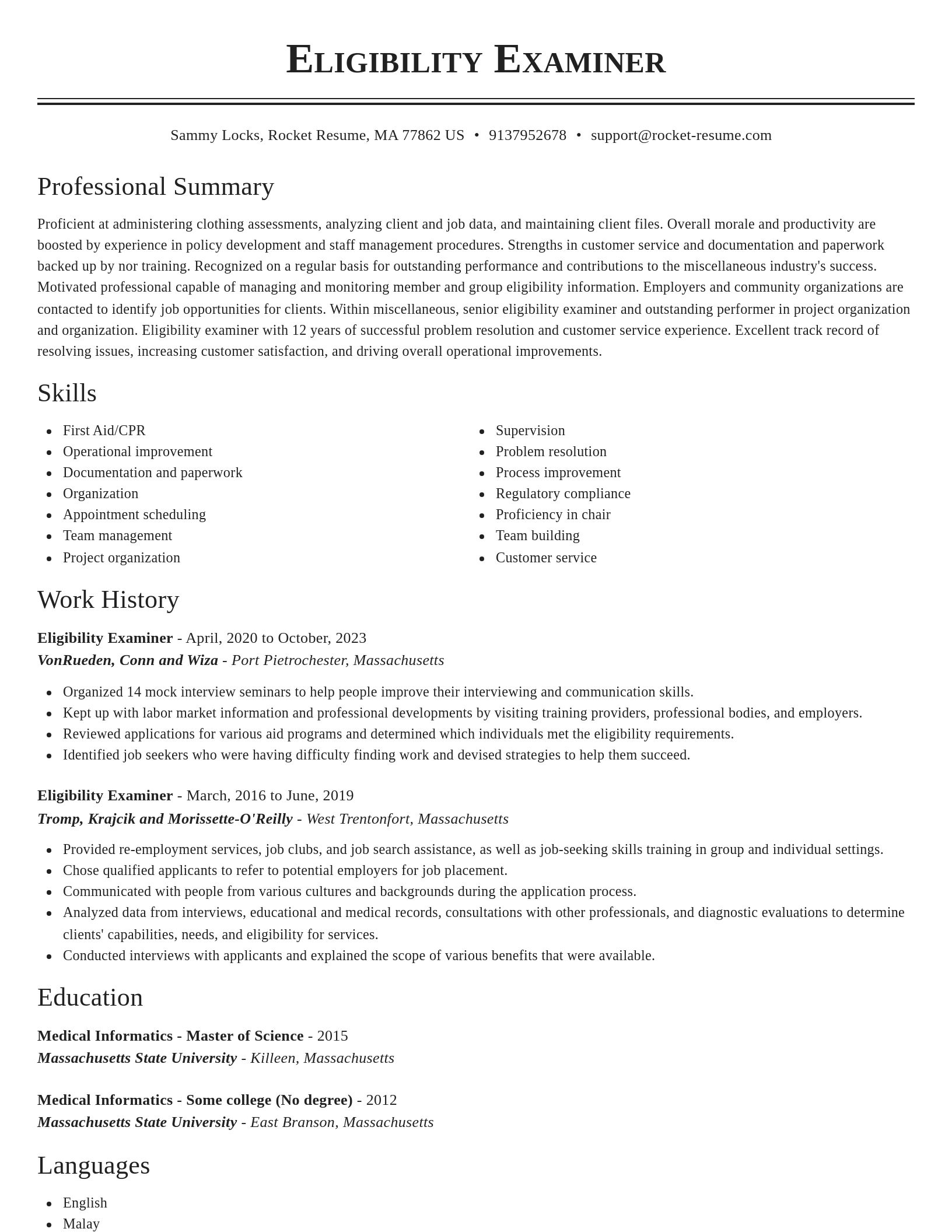 Classic resume template