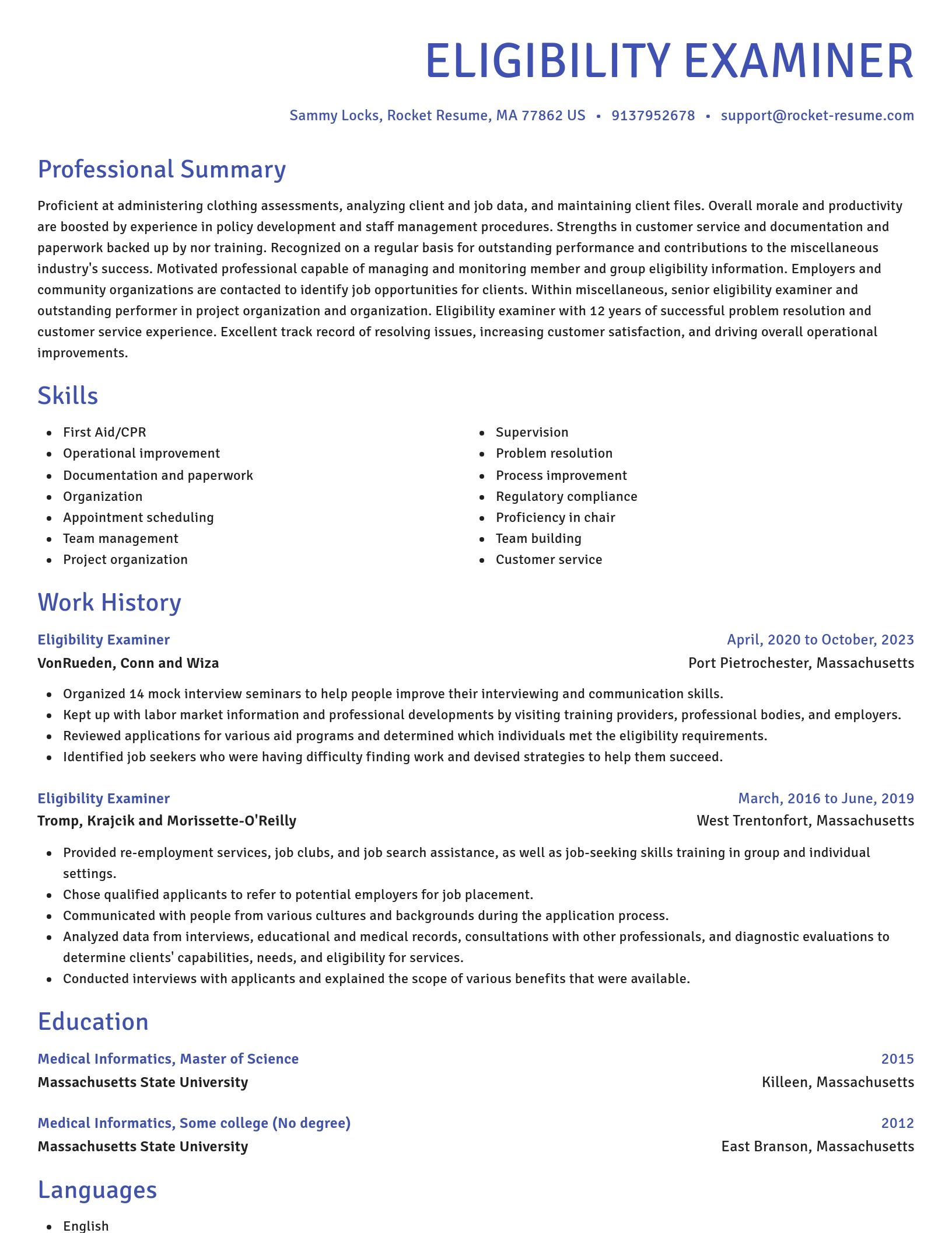 Novel resume template