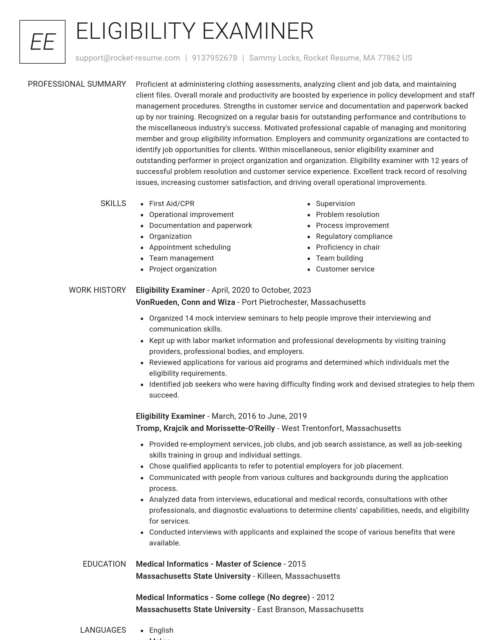 Renowned resume template