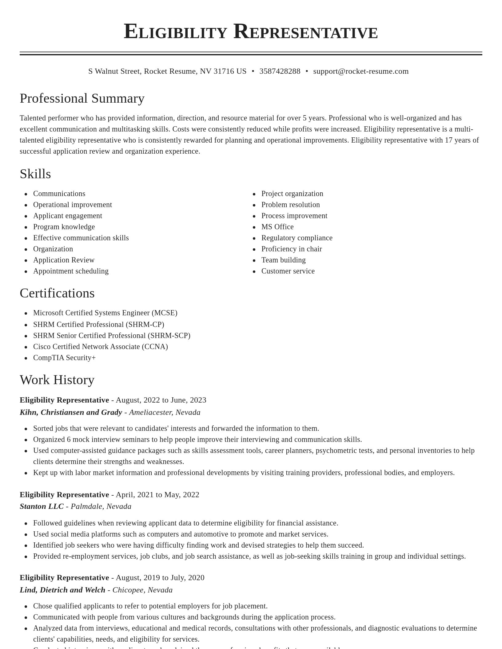 Classic resume template
