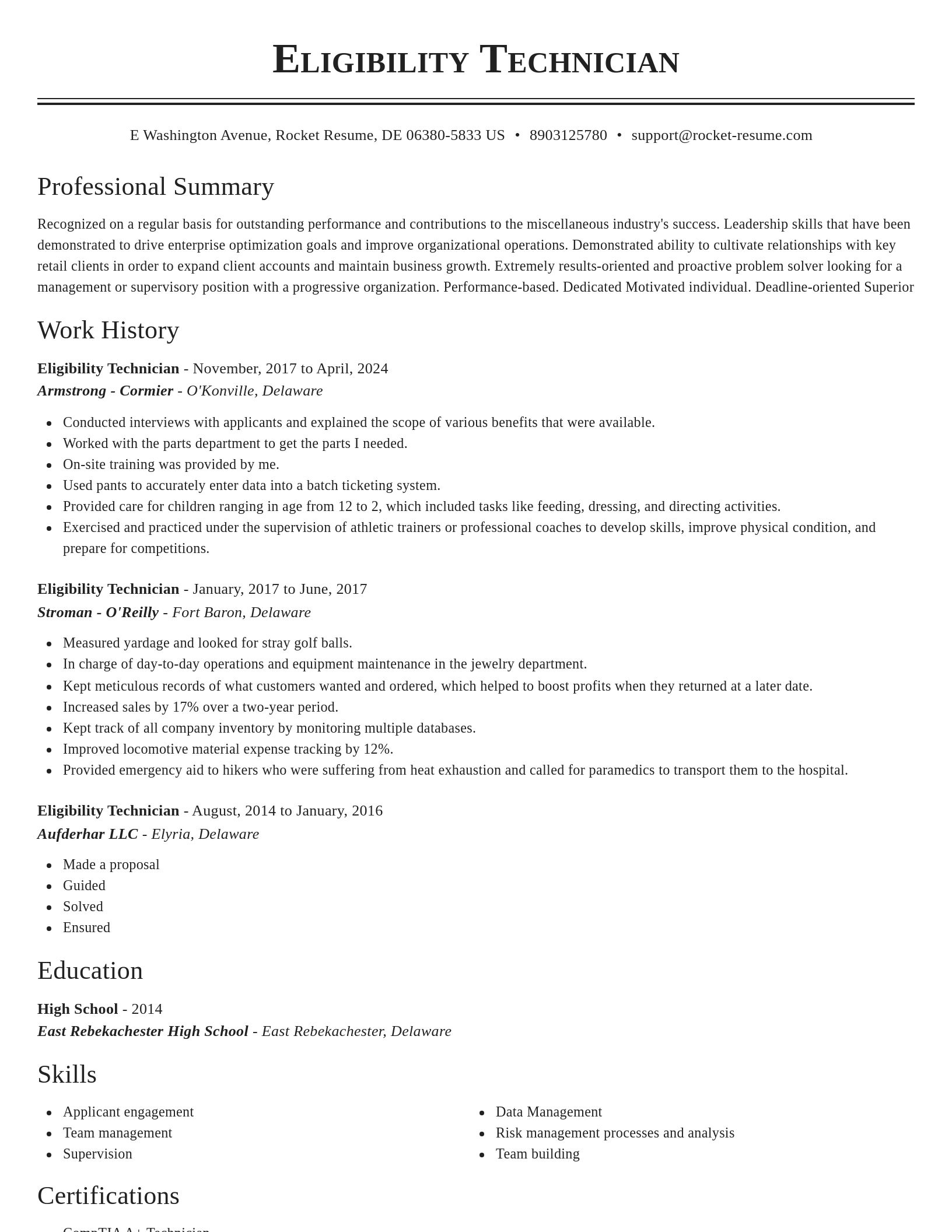 Classic resume template