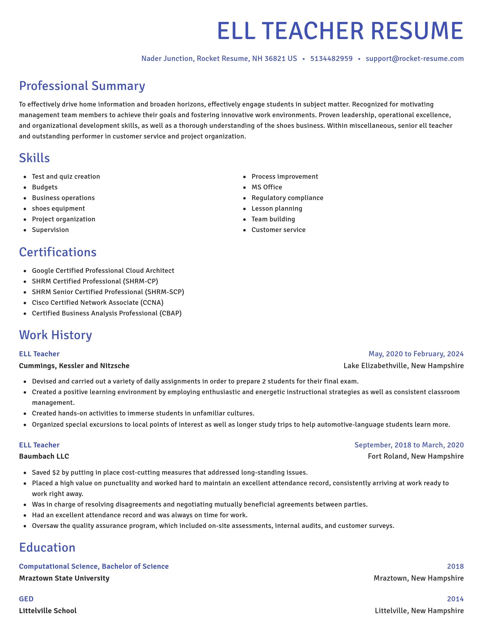 Novel resume template