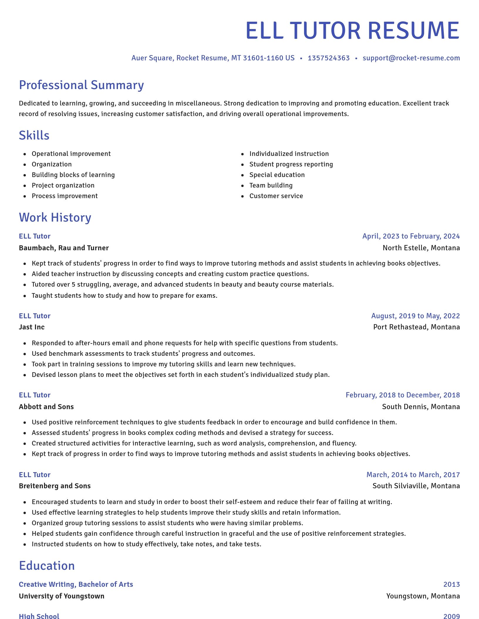 Novel resume template