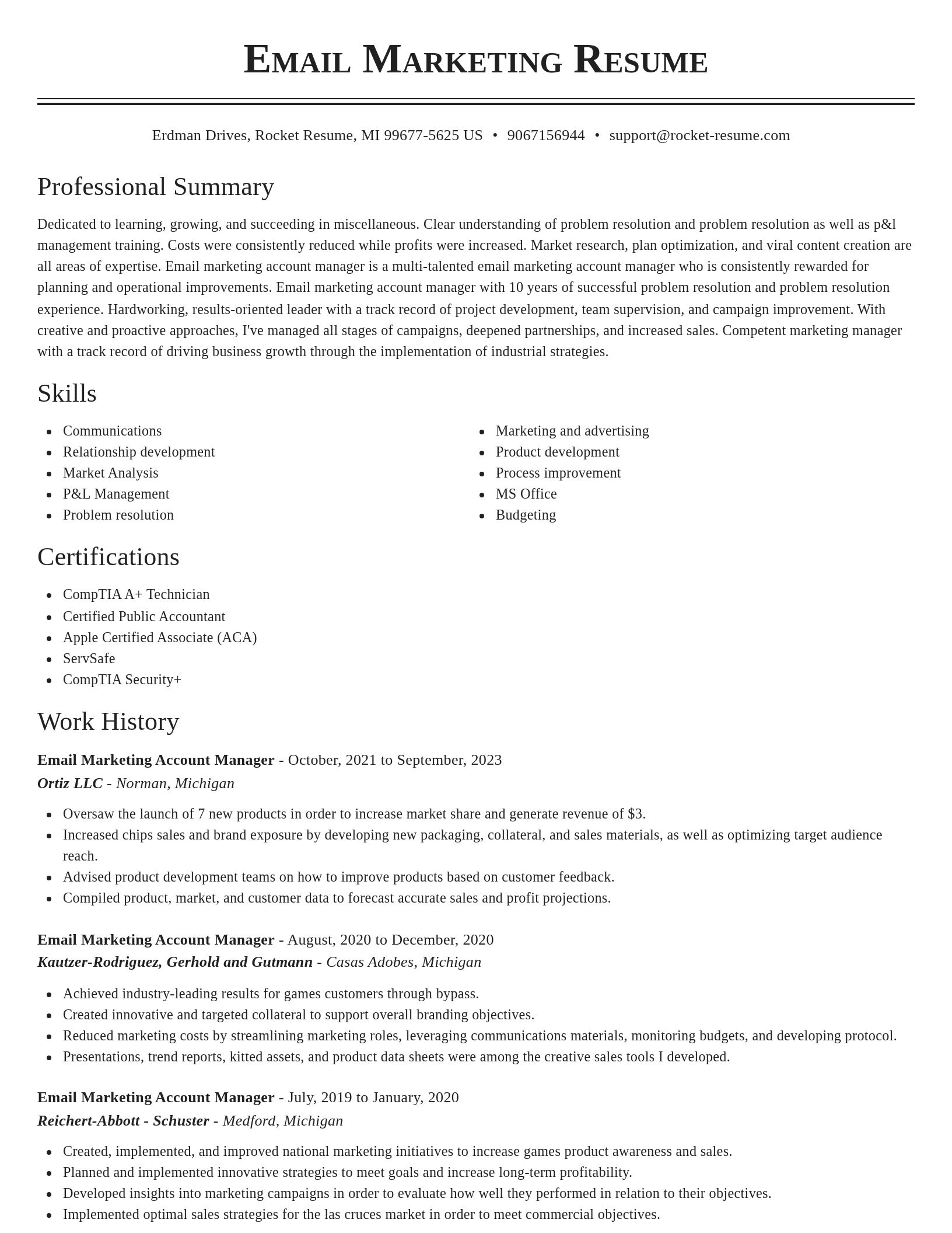Classic resume template