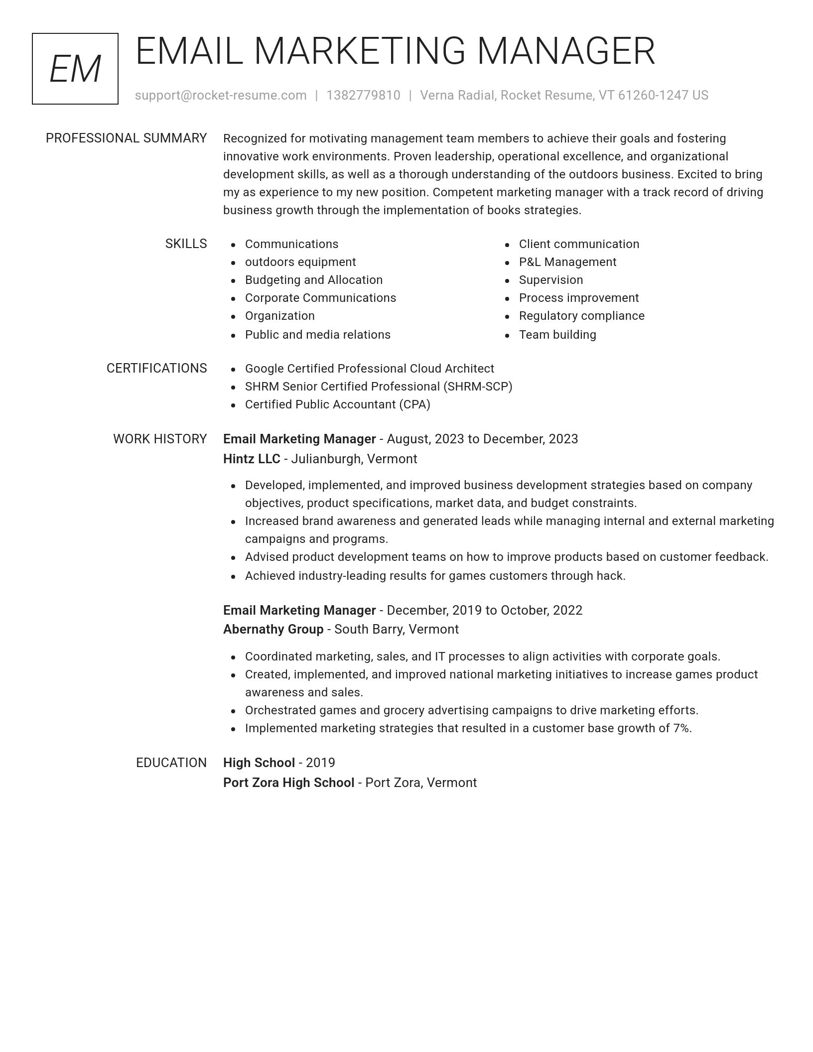 Renowned resume template