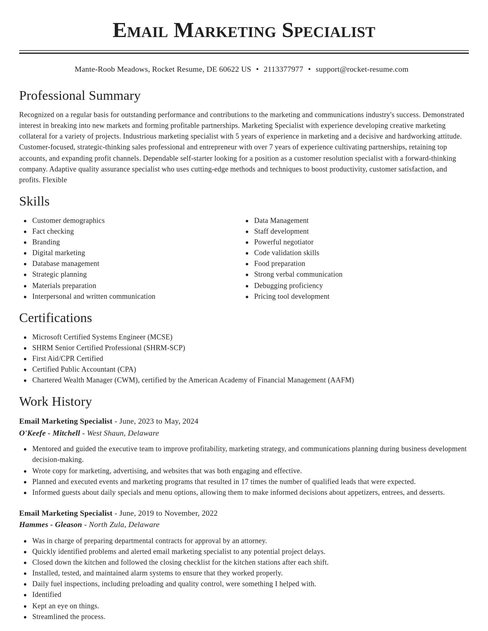 Classic resume template