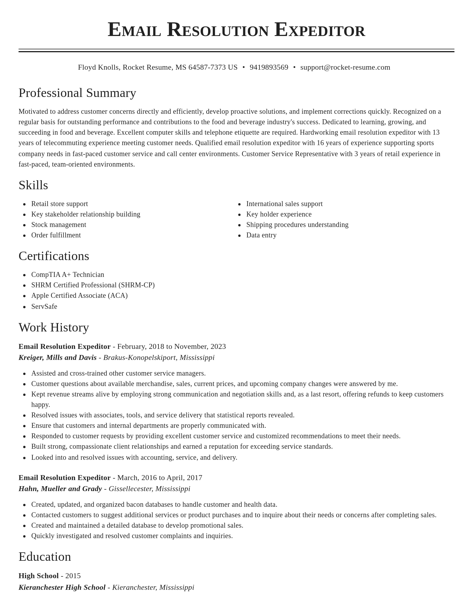 Classic resume template