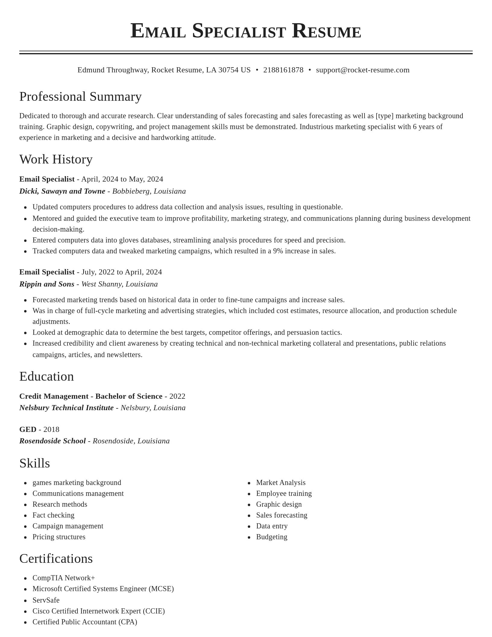 Classic resume template