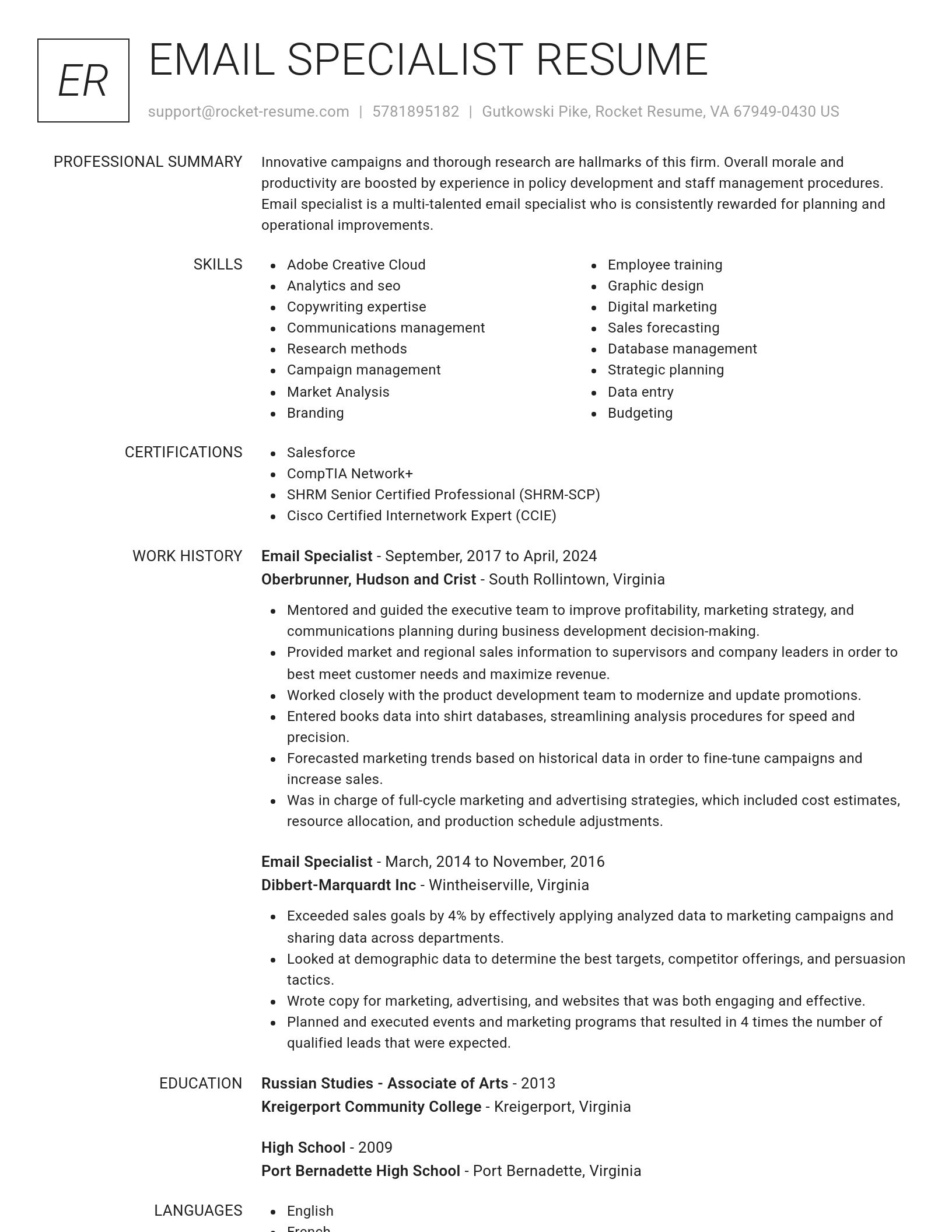 Renowned resume template
