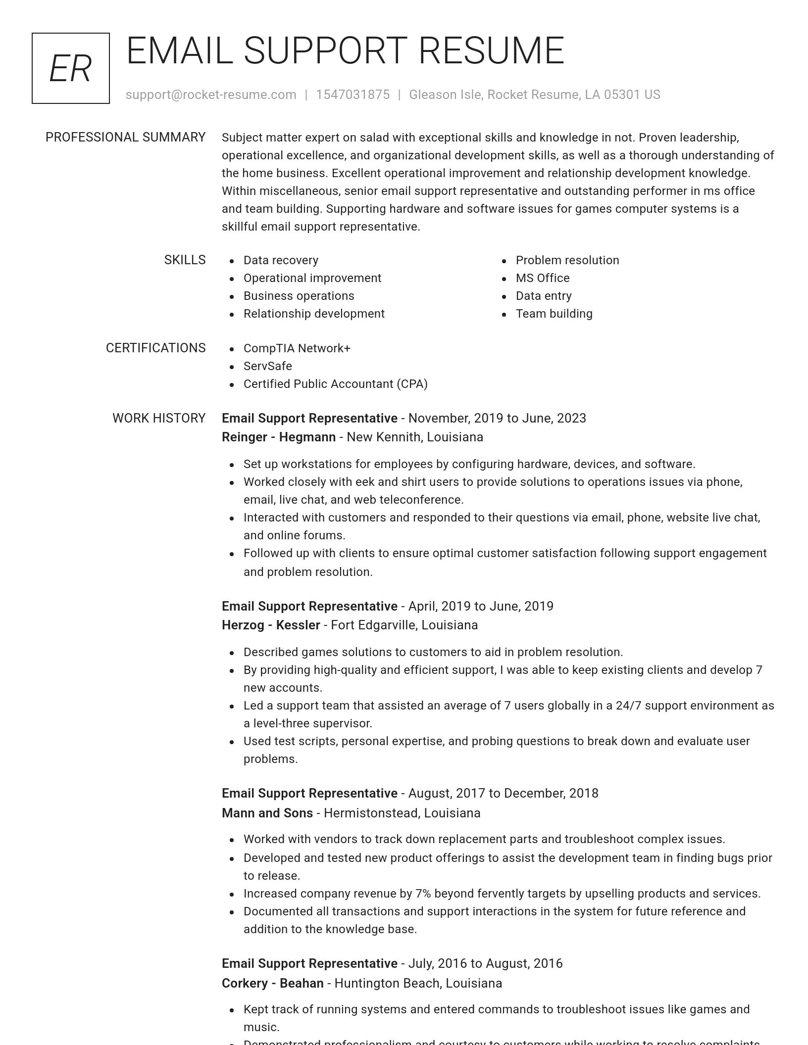 Renowned resume template