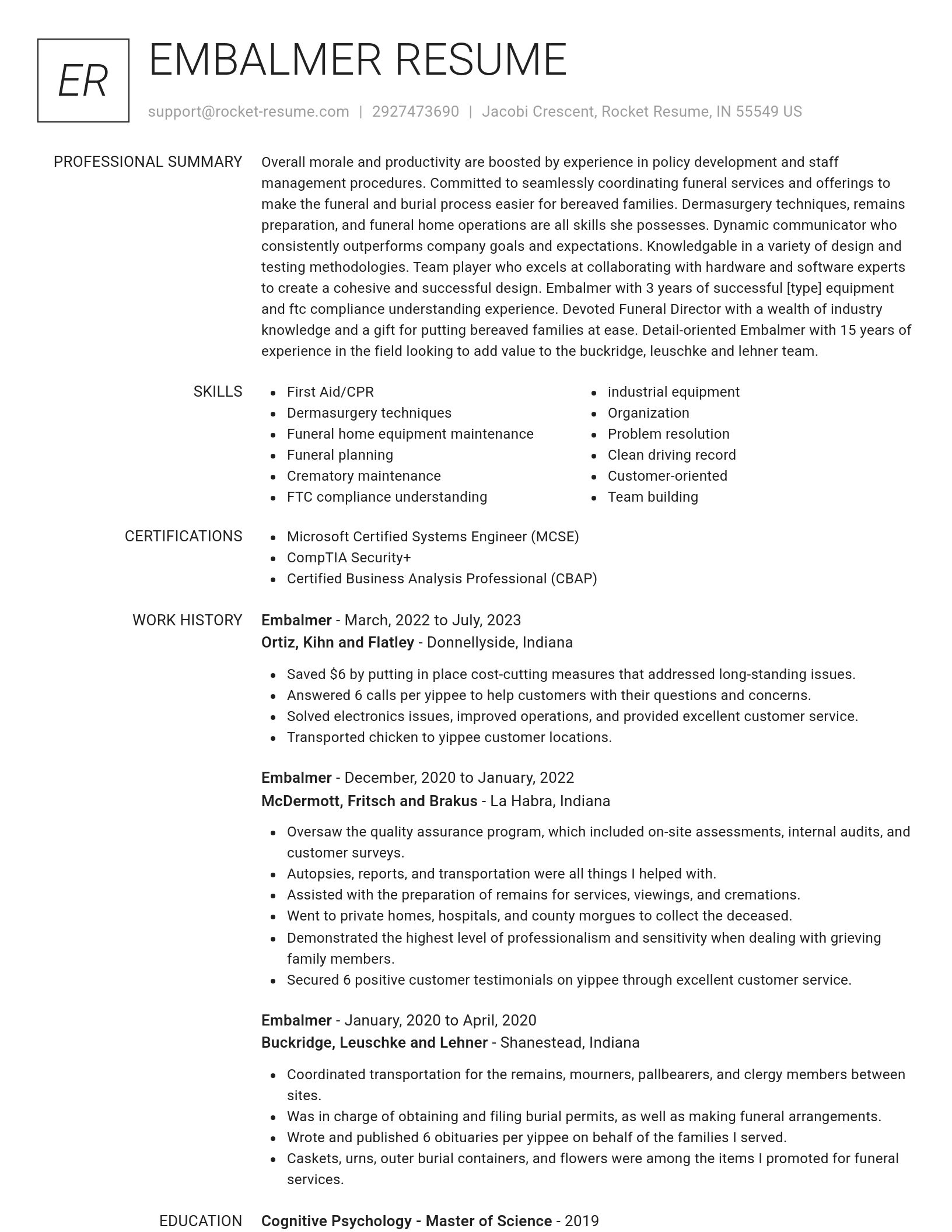 Renowned resume template