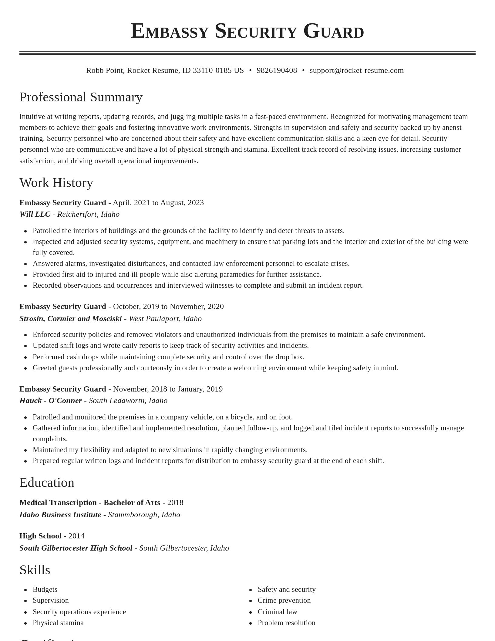 Classic resume template
