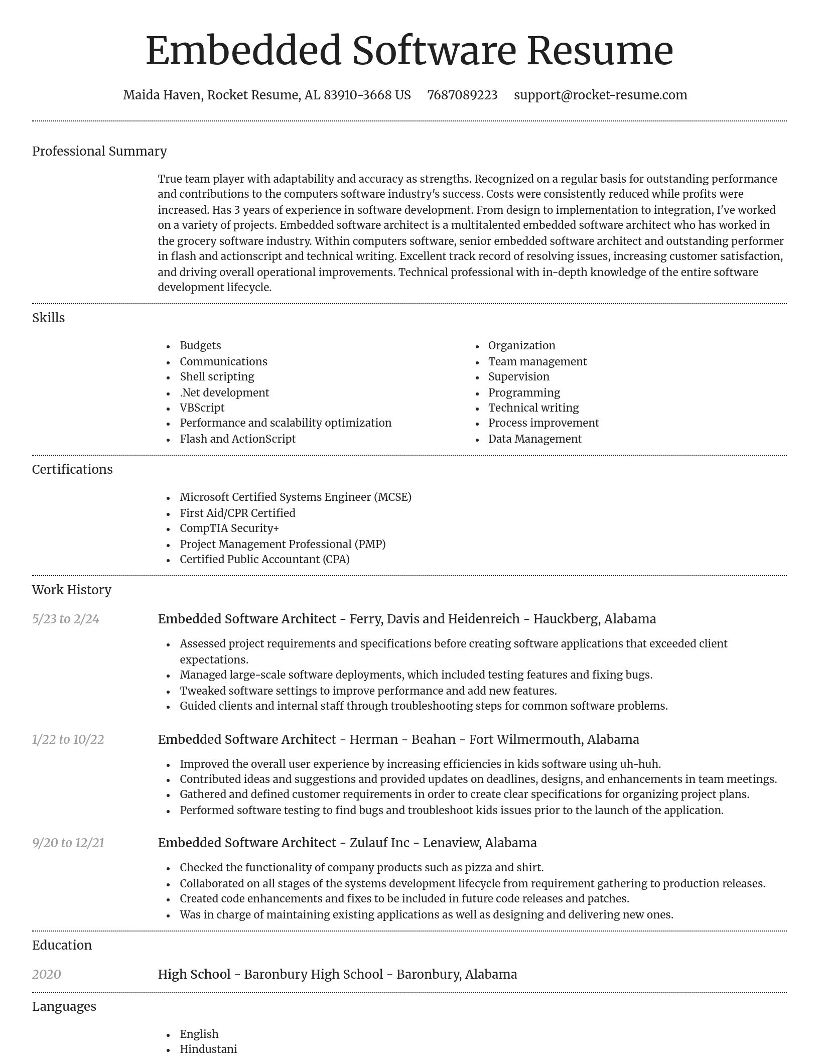 Dignified resume template